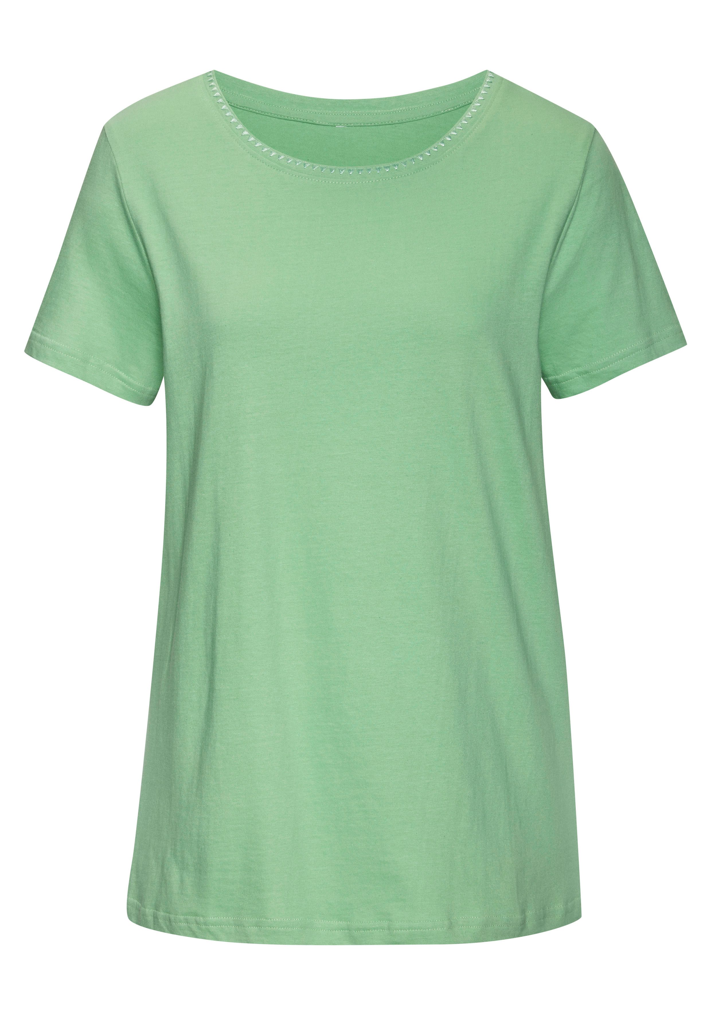 Vivance T-shirt Met modieuze contrastborduursel (Set van 2)
