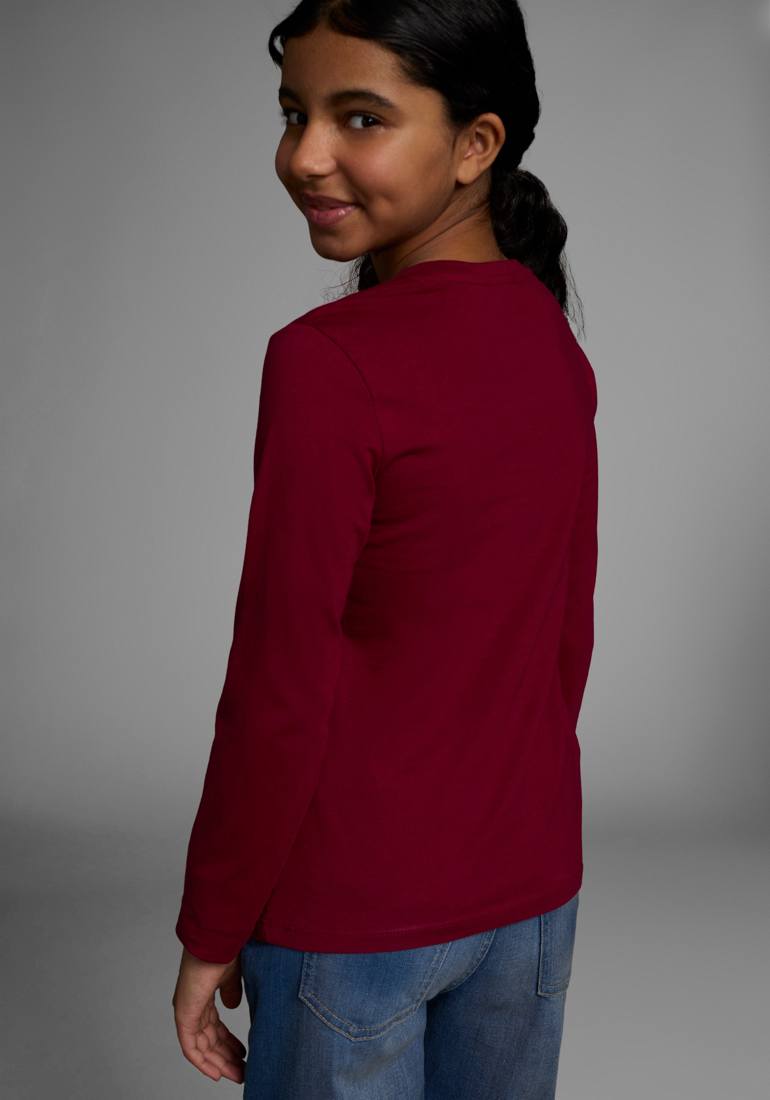 KIDSWORLD Shirt met lange mouwen ECHT JETZT? Lange mouwen, basic pasvorm, met frisse en dynamische opdruk