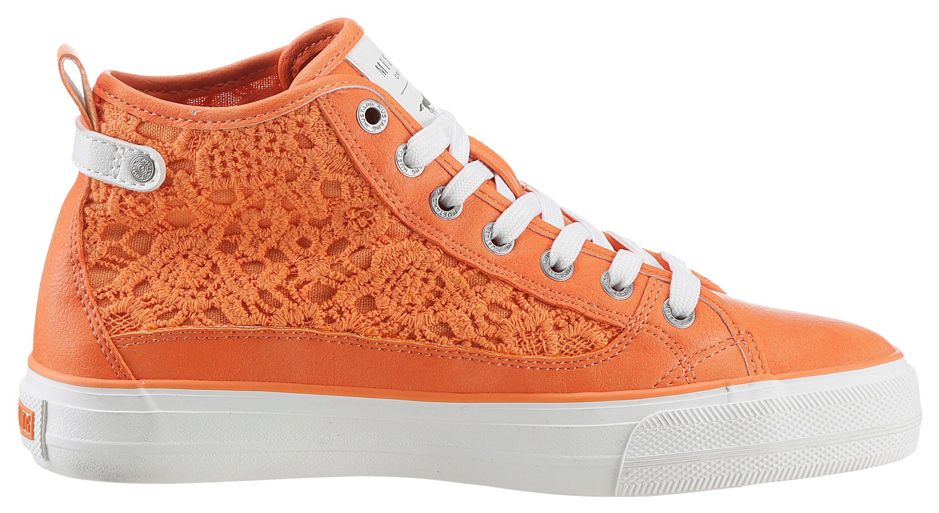 Mustang Shoes Veterschoenen high top sneakers, vrijetijdsschoen met stijlvolle textielinzet