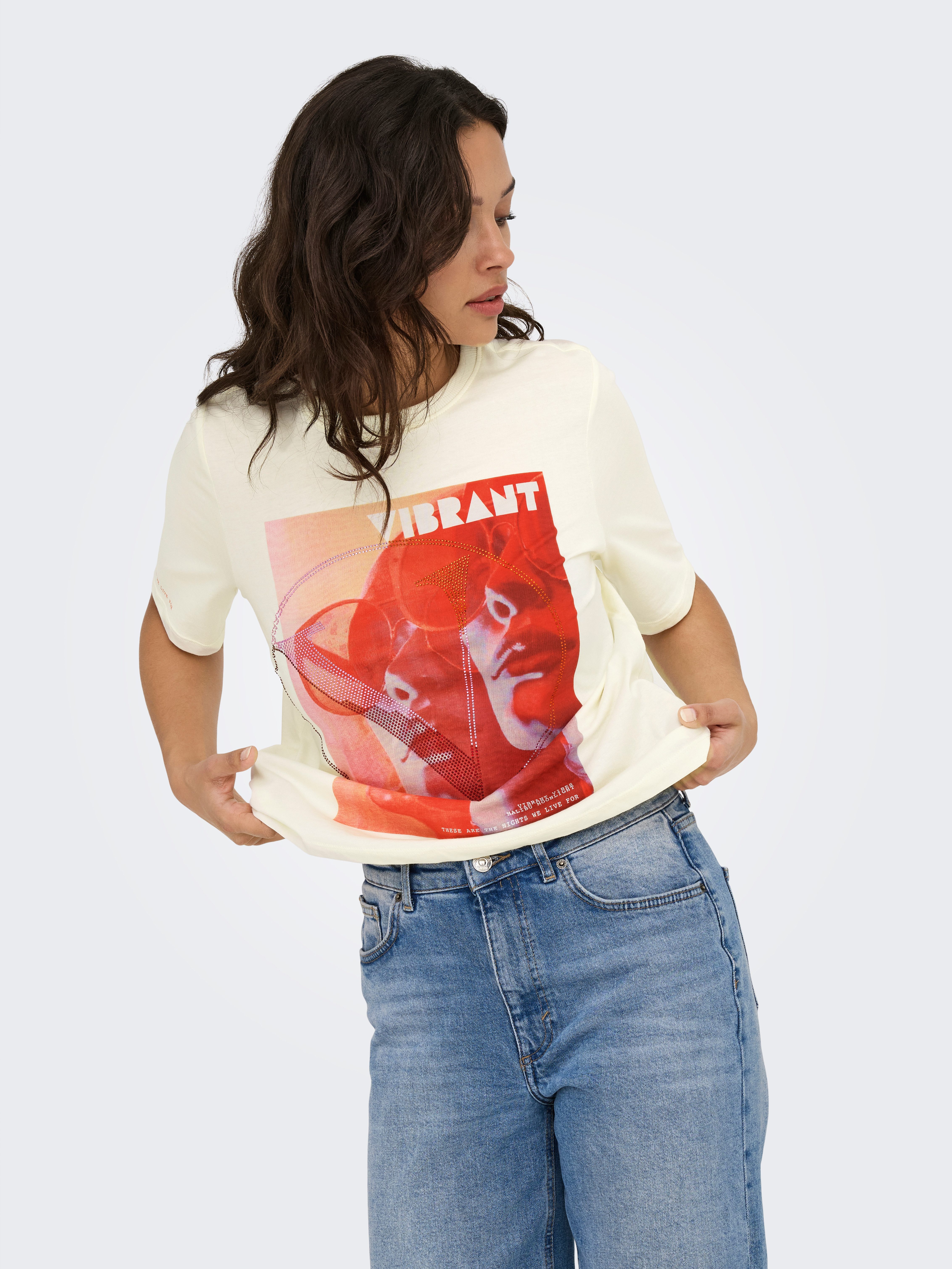 Only Shirt met korte mouwen ONLHAVANNA LIFE S/S VIBE TOP BOX JRS