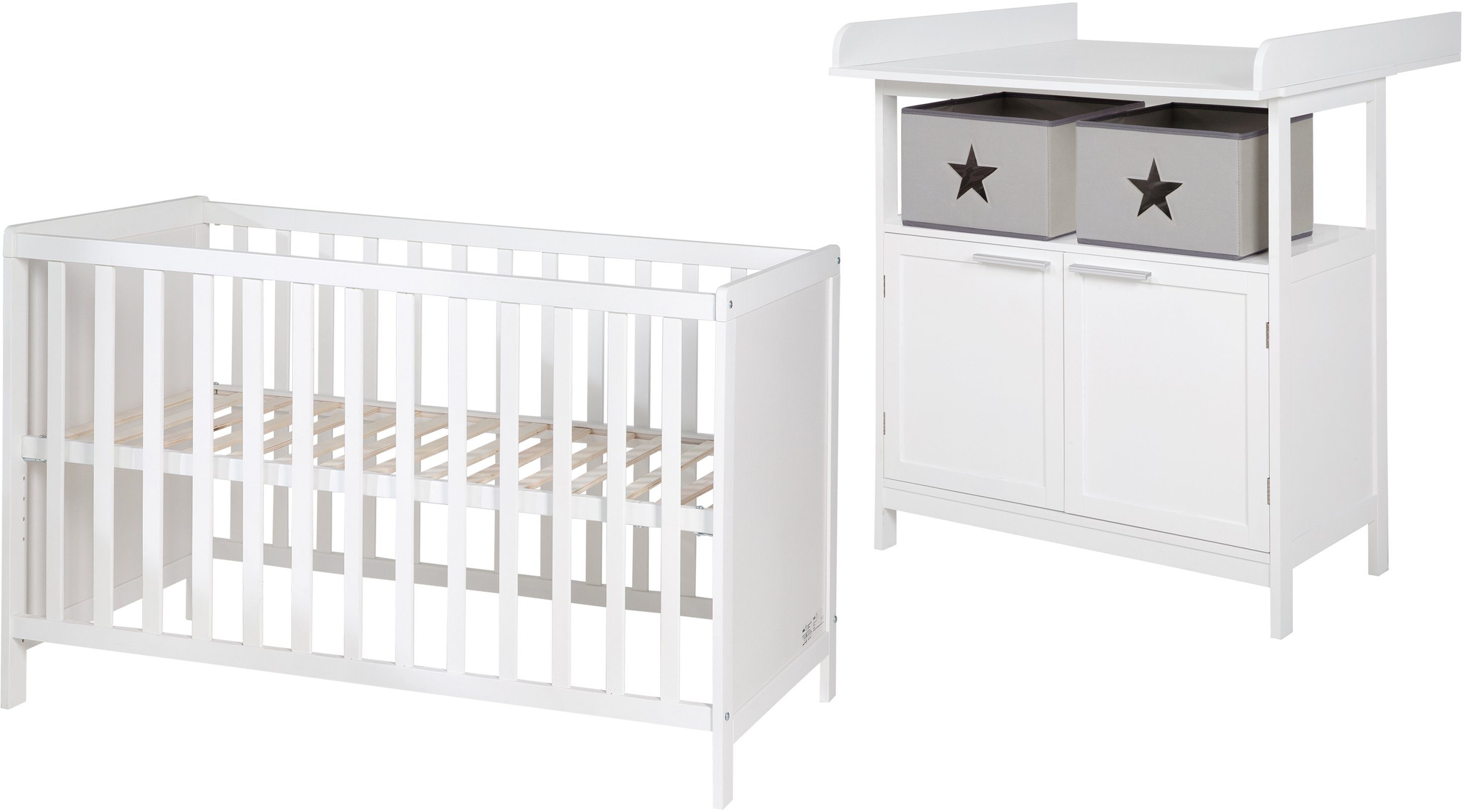 Roba® Babymeubelset Hamburg met kinderbed en commode met 2 deuren (voordeelset, 2 stuks)