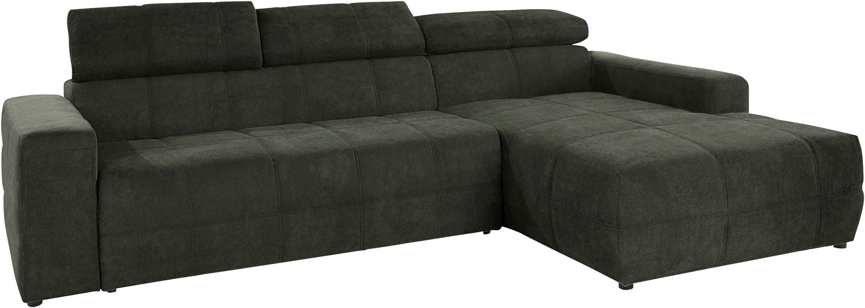 DOMO collection Hoekbank Brandon grote uitvoering B/D/H: 289/177/80 cm, ook in leer en cord met hoofdsteunverstelling, optionele zitdiepteverstelling, l-vormig