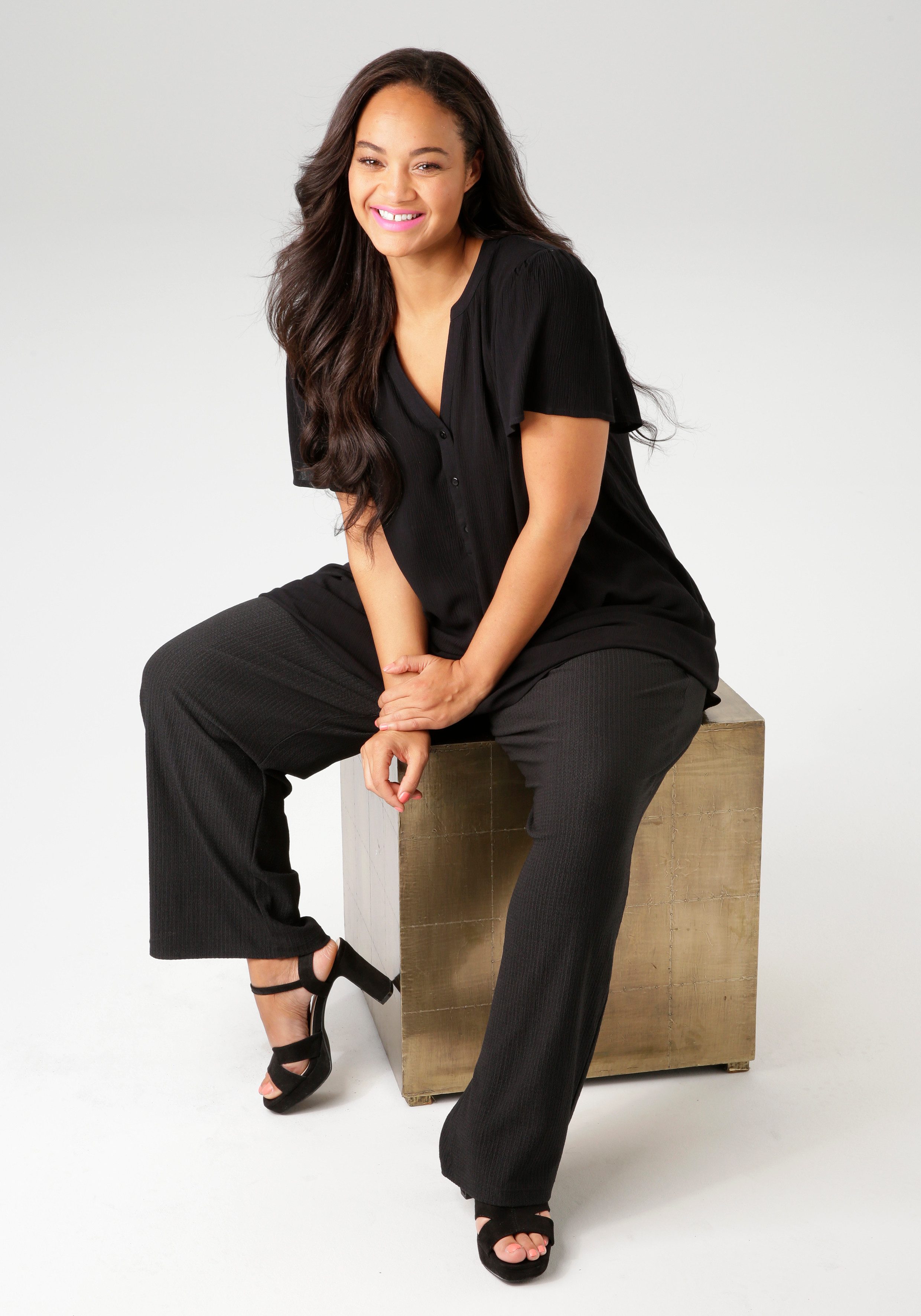 Aniston PLUS Lange blouse in trendy crepe-kwaliteit - nieuwe collectie