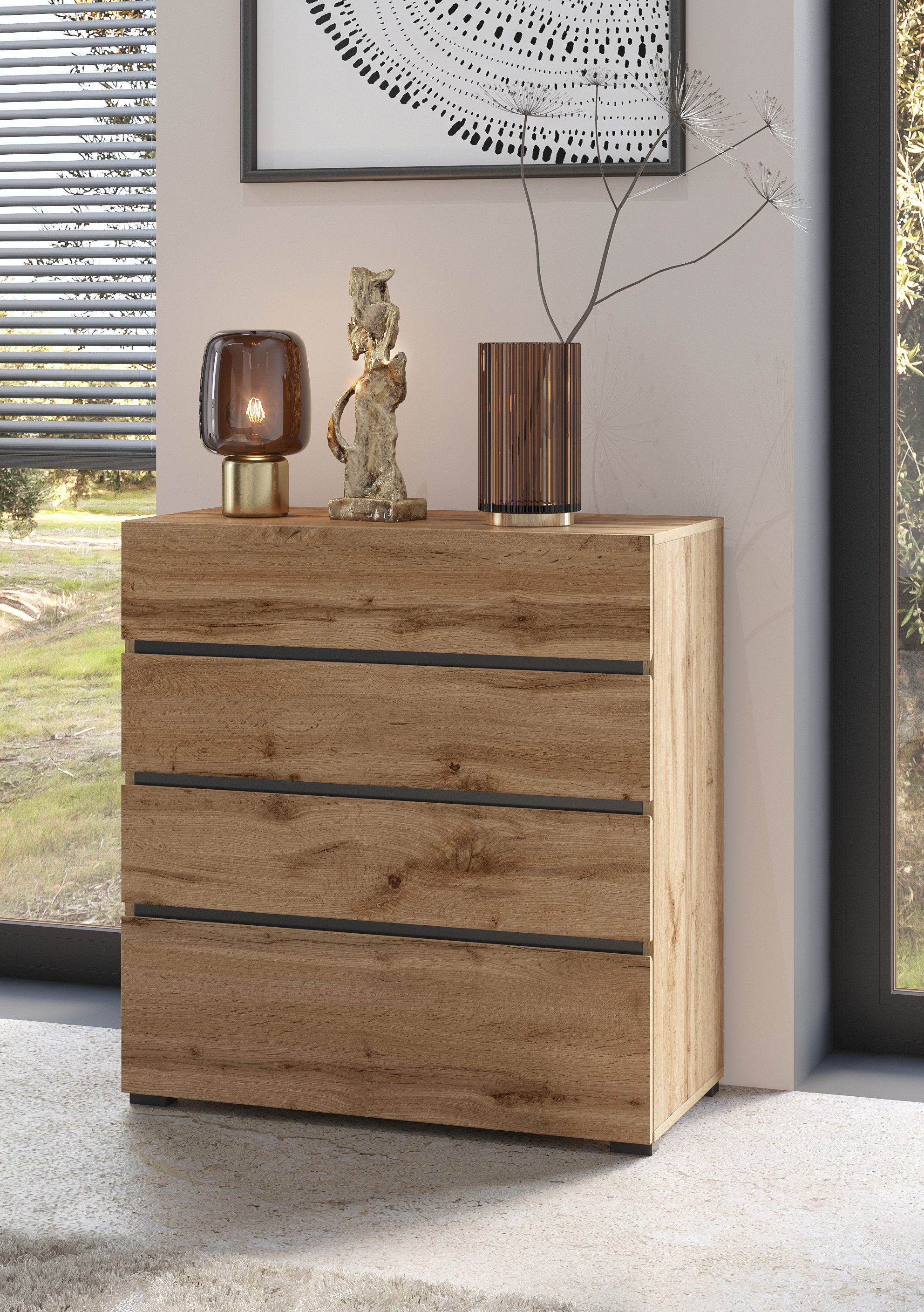 INOSIGN Ladekast Cross, moderne greeploze commode, 80x40x85cm (Bxdxh)