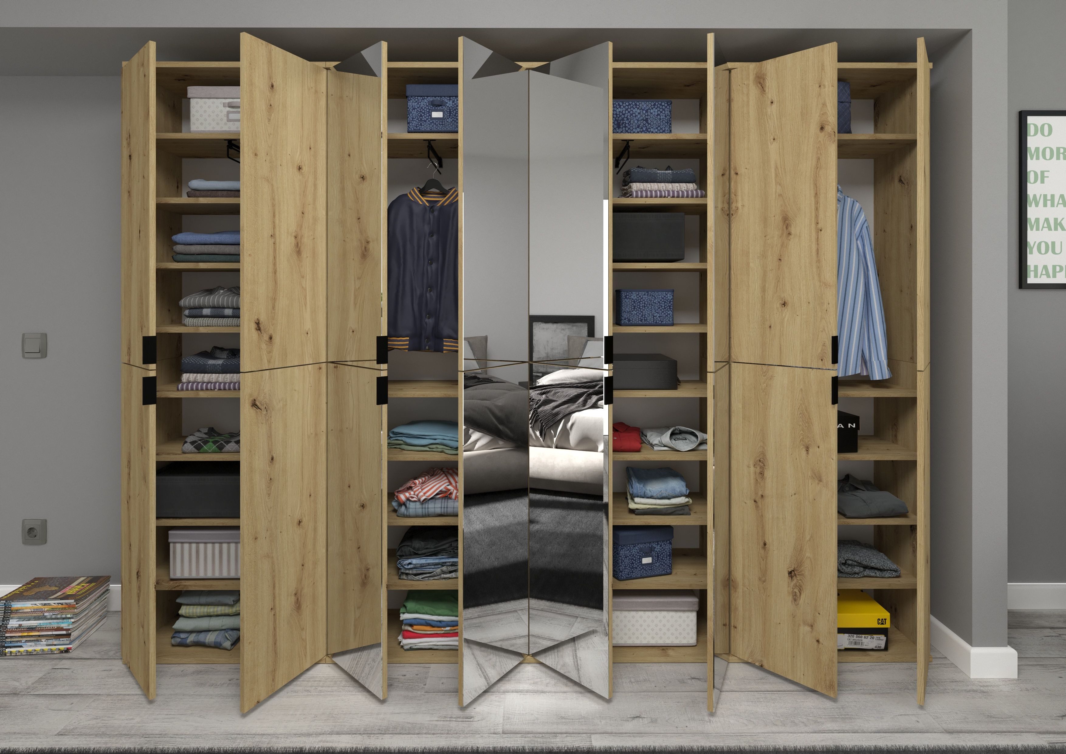 INOSIGN Halmeubelset Trondheim, Breedte 244 cm, bestaande uit 4 Kasten, 16 Deuren, 36 Vakken (set, 4-delig)