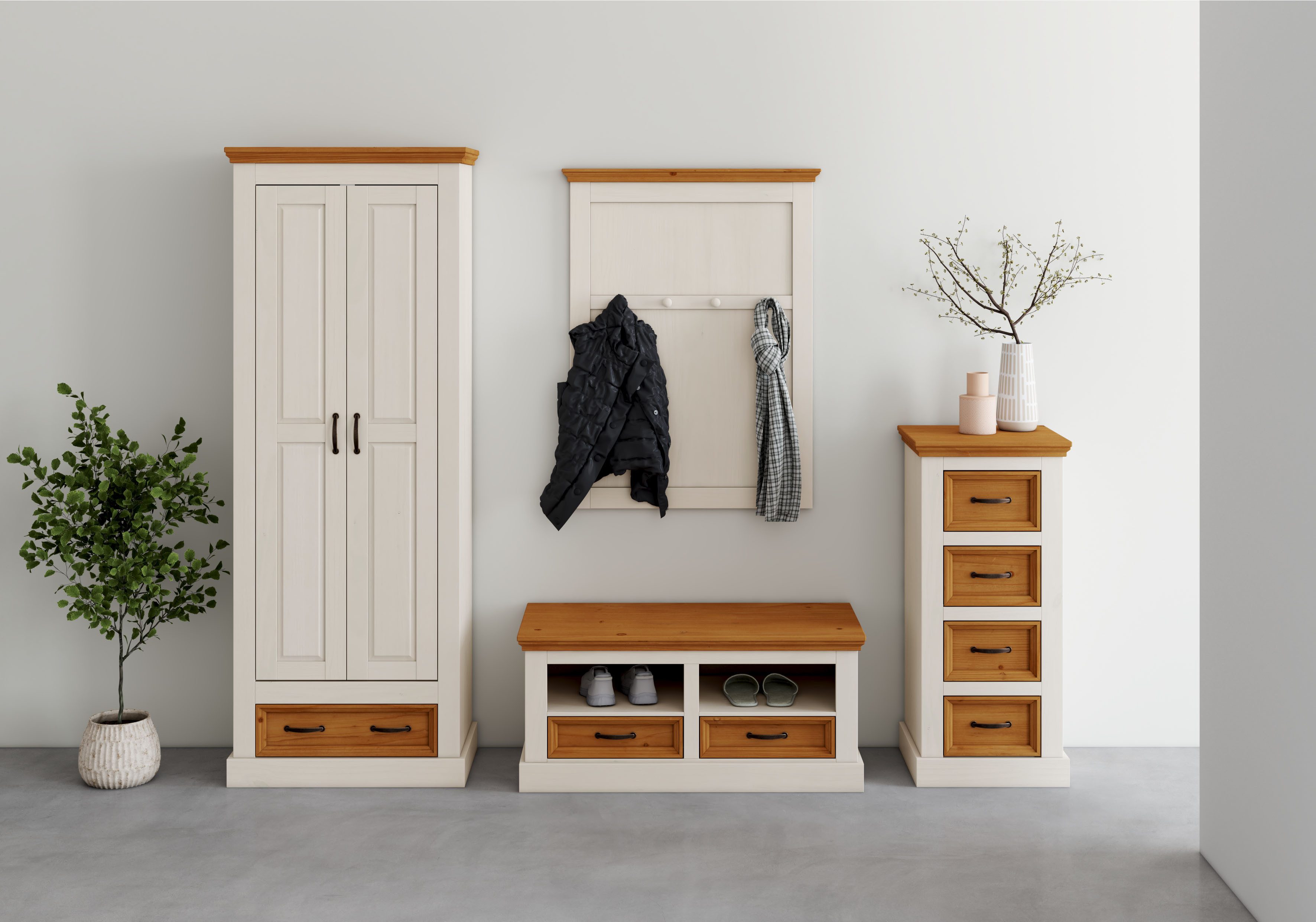 Home affaire Kapstokpaneel Selma uit massief grenenhout, hoogte 105 cm, breedte 80 cm