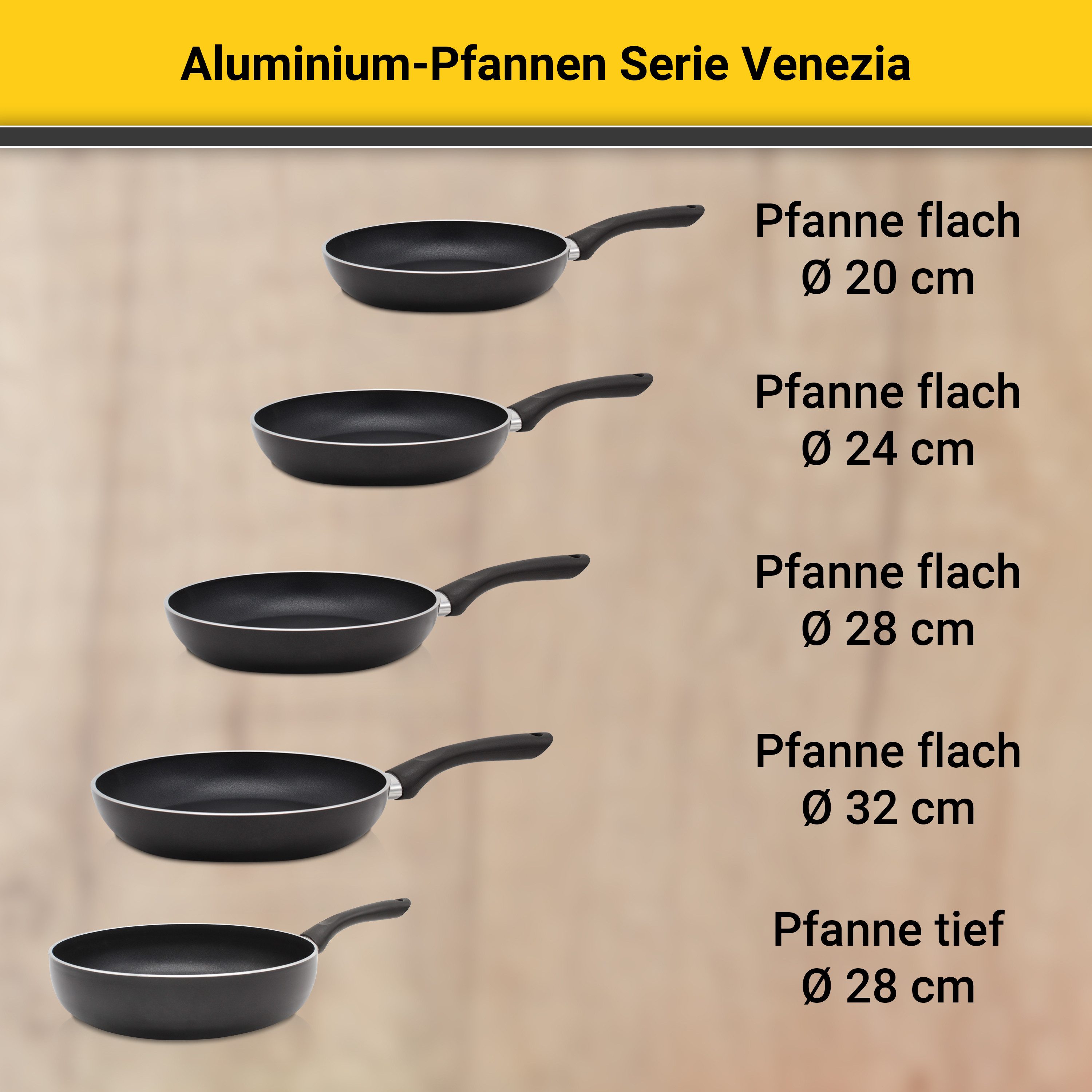 Krüger Koekenpan Aluminium pan plat Venezia voor inductiekookvelden geschikt (1-delig)