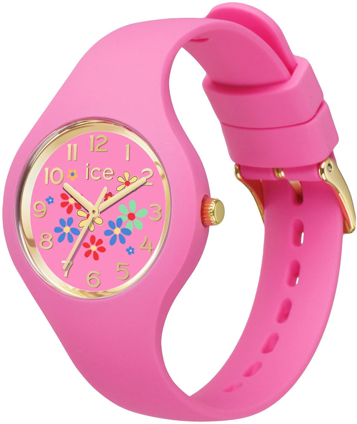 ice-watch Kwartshorloge ICE flower - Pinky bloom - Extra small - 3H, 021731 Polshorloge, kinderhorloge, meisjeshorloge, bloemen, siliconen band