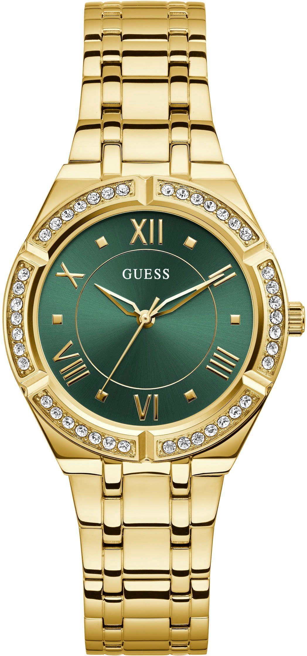 Guess Kwartshorloge Cosmo Horloge, dameshorloge, analoog, kristalstenen, stalen armband
