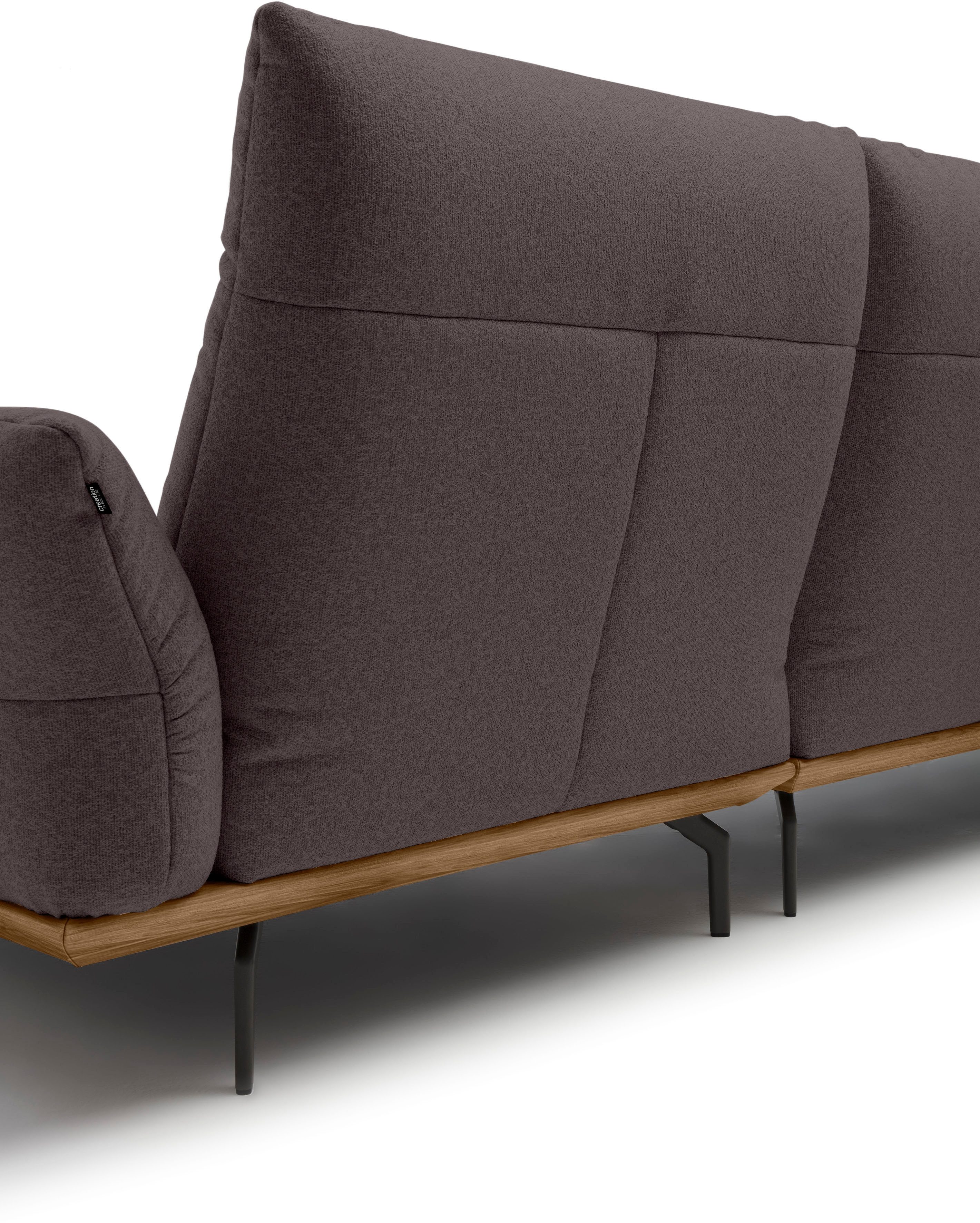 Creation BY ROLF BENZ Hoekbank CR.460 Sokkel in walnotenhout, onderstel in umbra grijs, breedte 338 cm