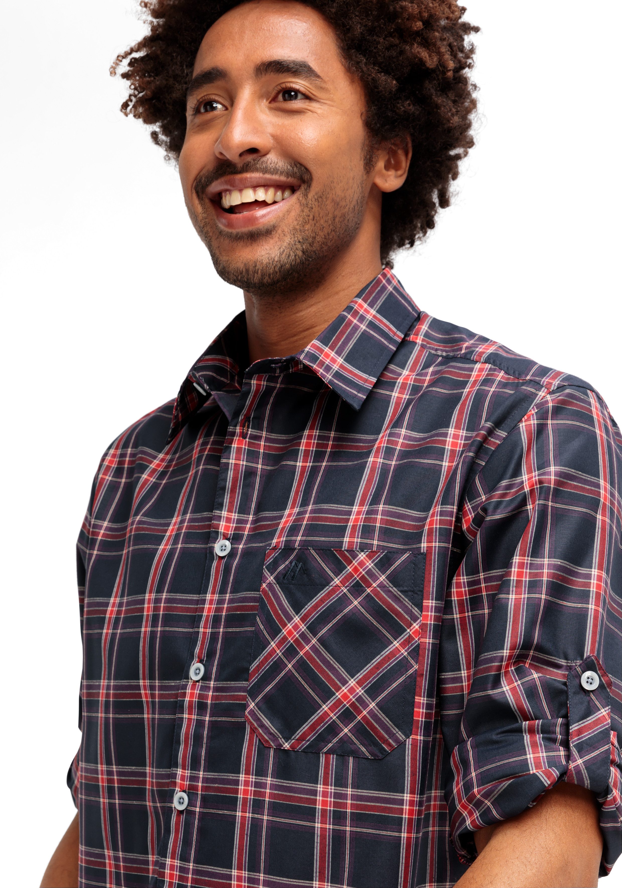 Maier Sports Functioneel shirt Claas Heren overhemd langarm geruit overhemd voor outdoor en vrije tijd