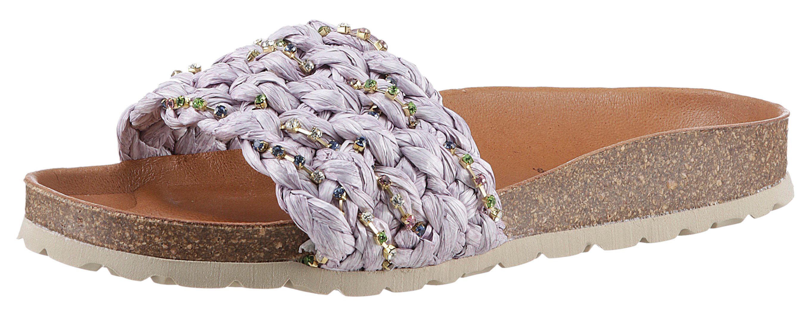 VERBENAS Slippers RICA TRENZA RAFIA BRILLOS , zomerschoen, badschoen, slippers met leren voetbed