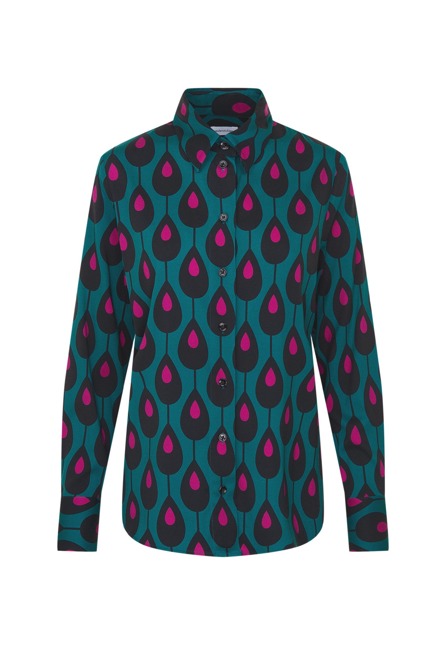 seidensticker Overhemdblouse Zwarte roos Lange mouwen kraag print