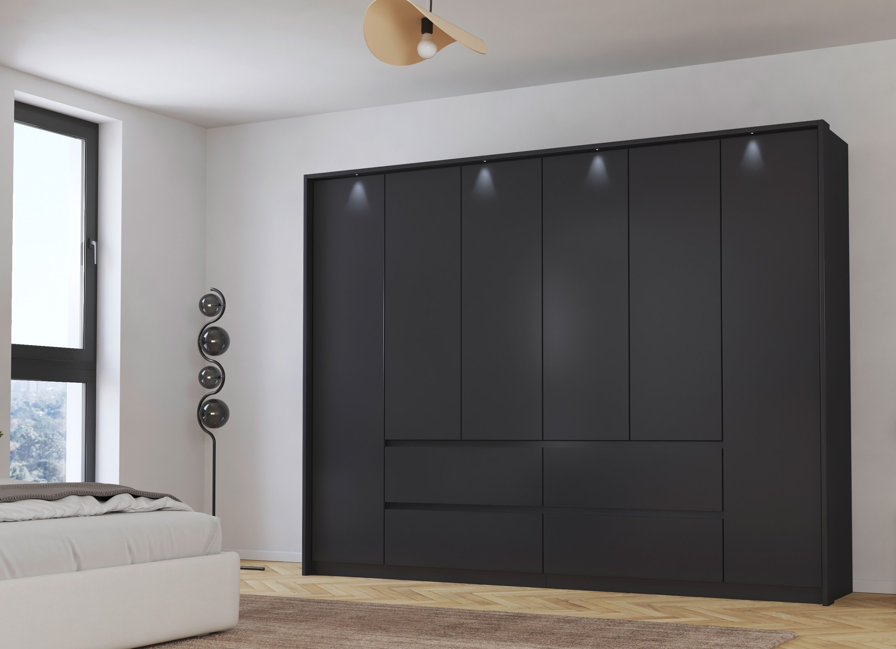 rauch Draaideurkast Mainz met passe-partout optioneel met verlichting, buitendeuren met push-to-openfunctie
