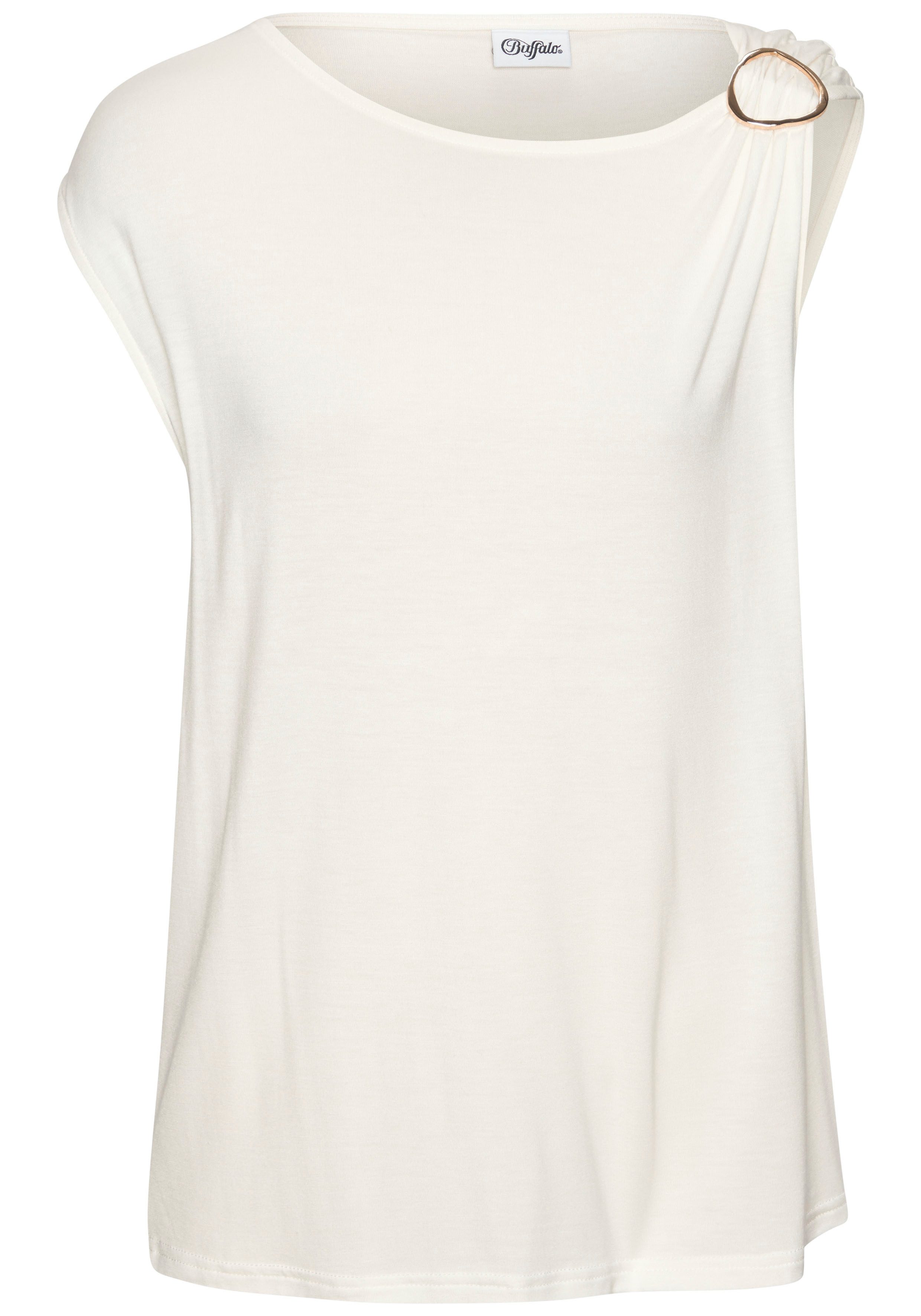 Vivance Shirt met korte mouwen met decoratieve gesp, zomertop, casual