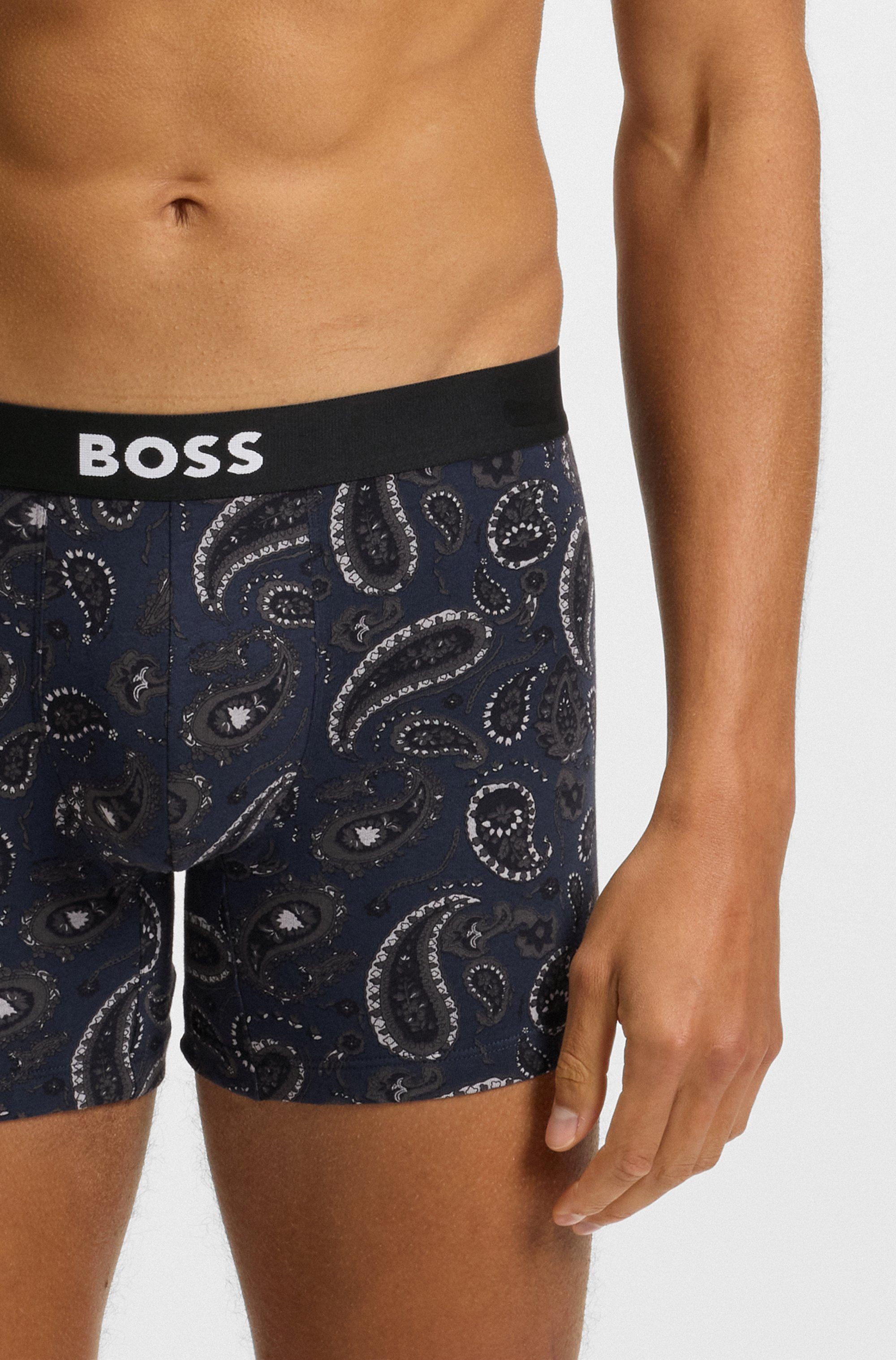 BOSS Boxershort Boxer Brief 3P BOSS ONE elastische band met logo, 1x met patroon, 2x effen (3 stuks)