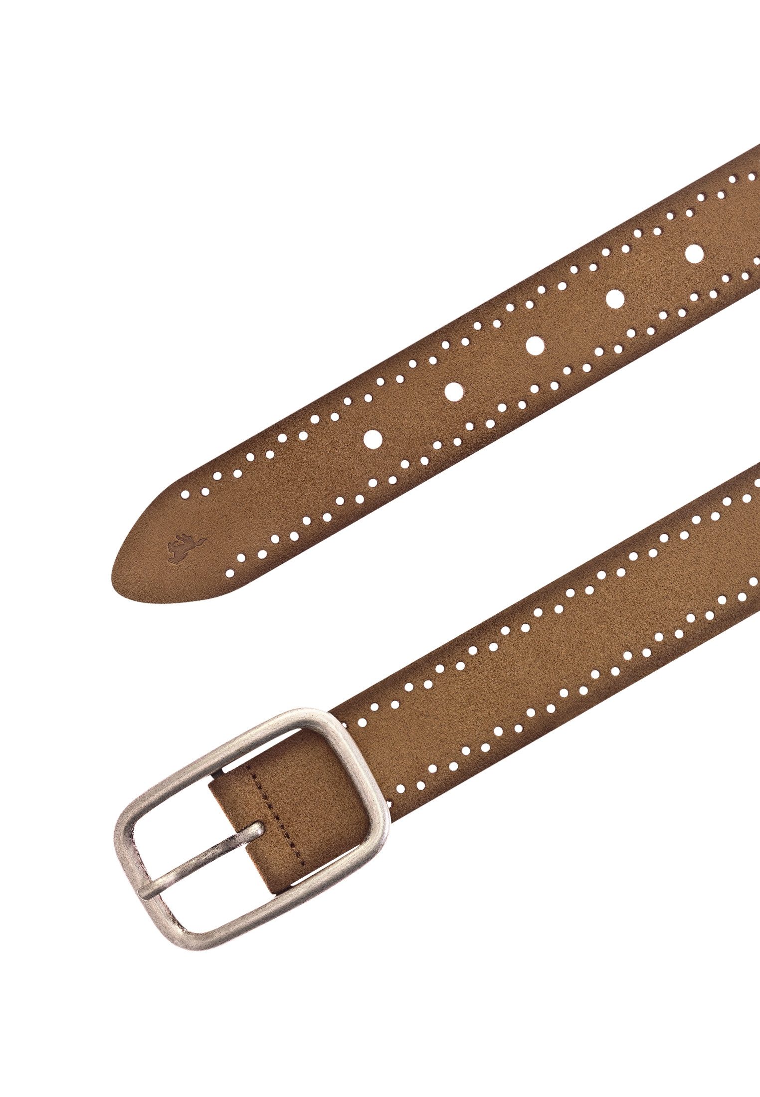 MUSTANG Leren riem Robuust, geperforeerd rundleer met perforatie, 3,5 cm