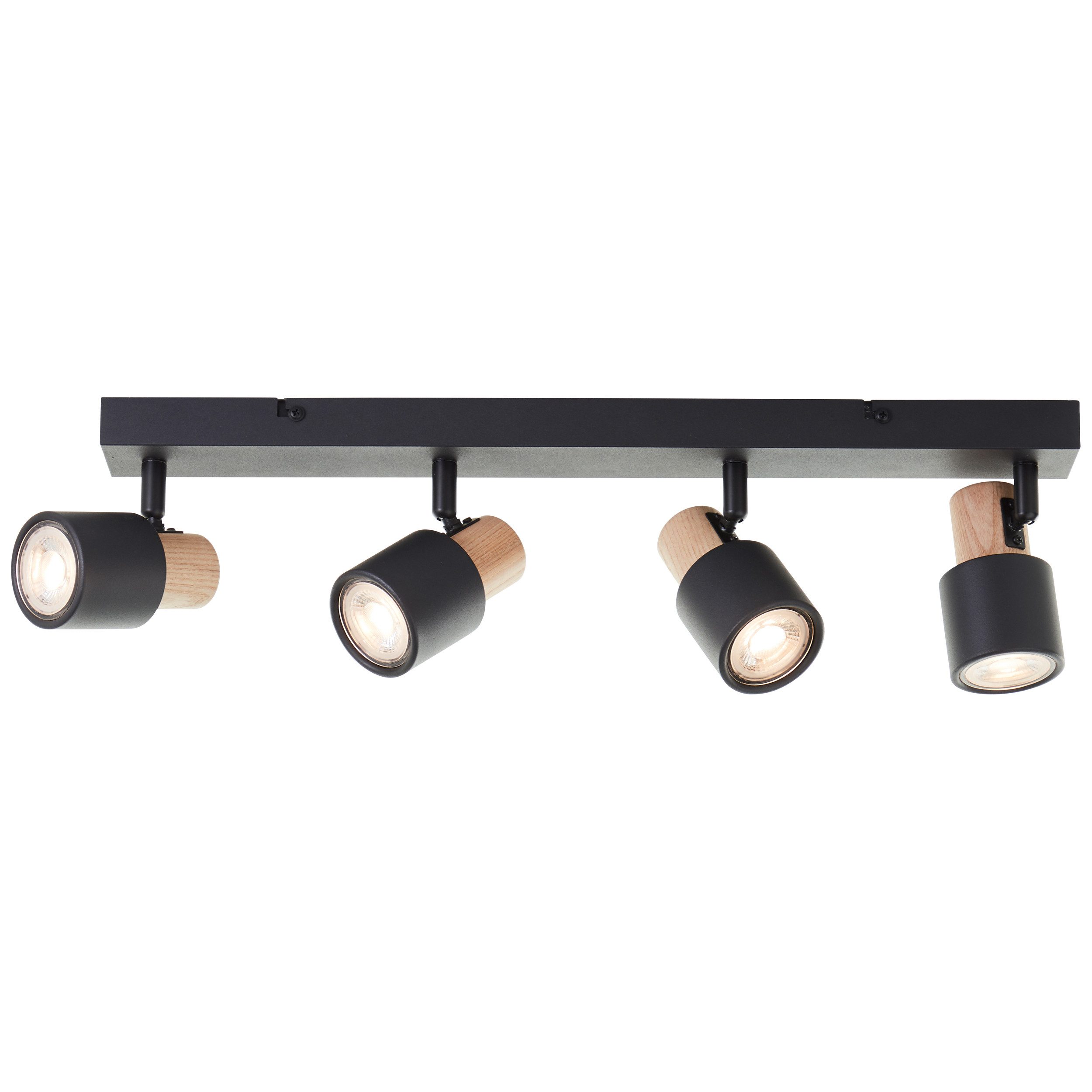 Brilliant Leuchten Plafondspot Pini 15 x 6 x 58 cm, 4 x gu10, kantelbaar, metaal/hout