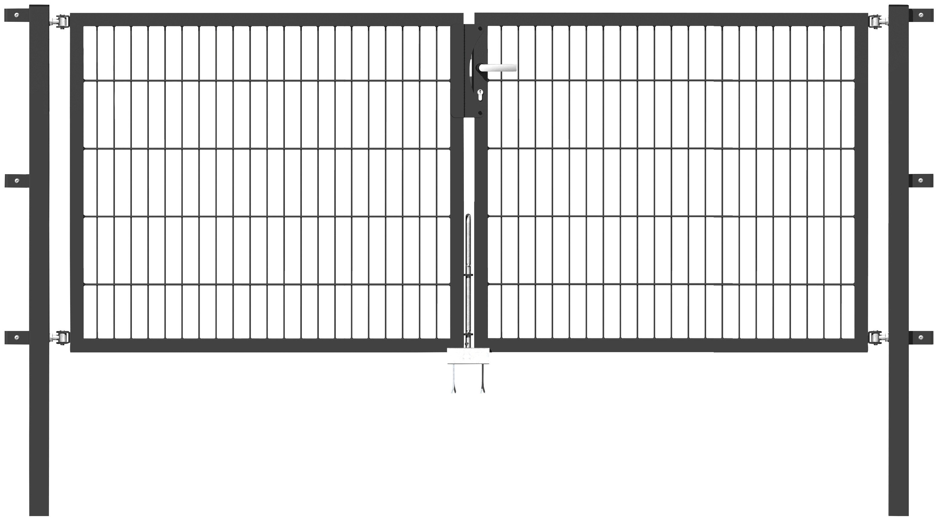 GAH Alberts Deur met dubbel hek Flexo 250 cm breed, in verschillende hoogten hekken maat 250 cm x 100 cm grijs