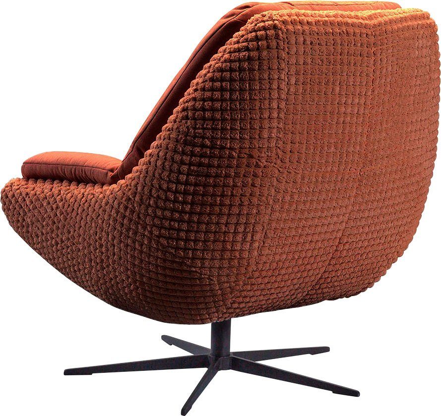 exxpo - sofa fashion Draaibare fauteuil Dim, loungestoel in materiaalmix, design en comfort, solitair meubel Comfortabel gestoffeerde draaifauteuil met elegante metalen stervormige voet