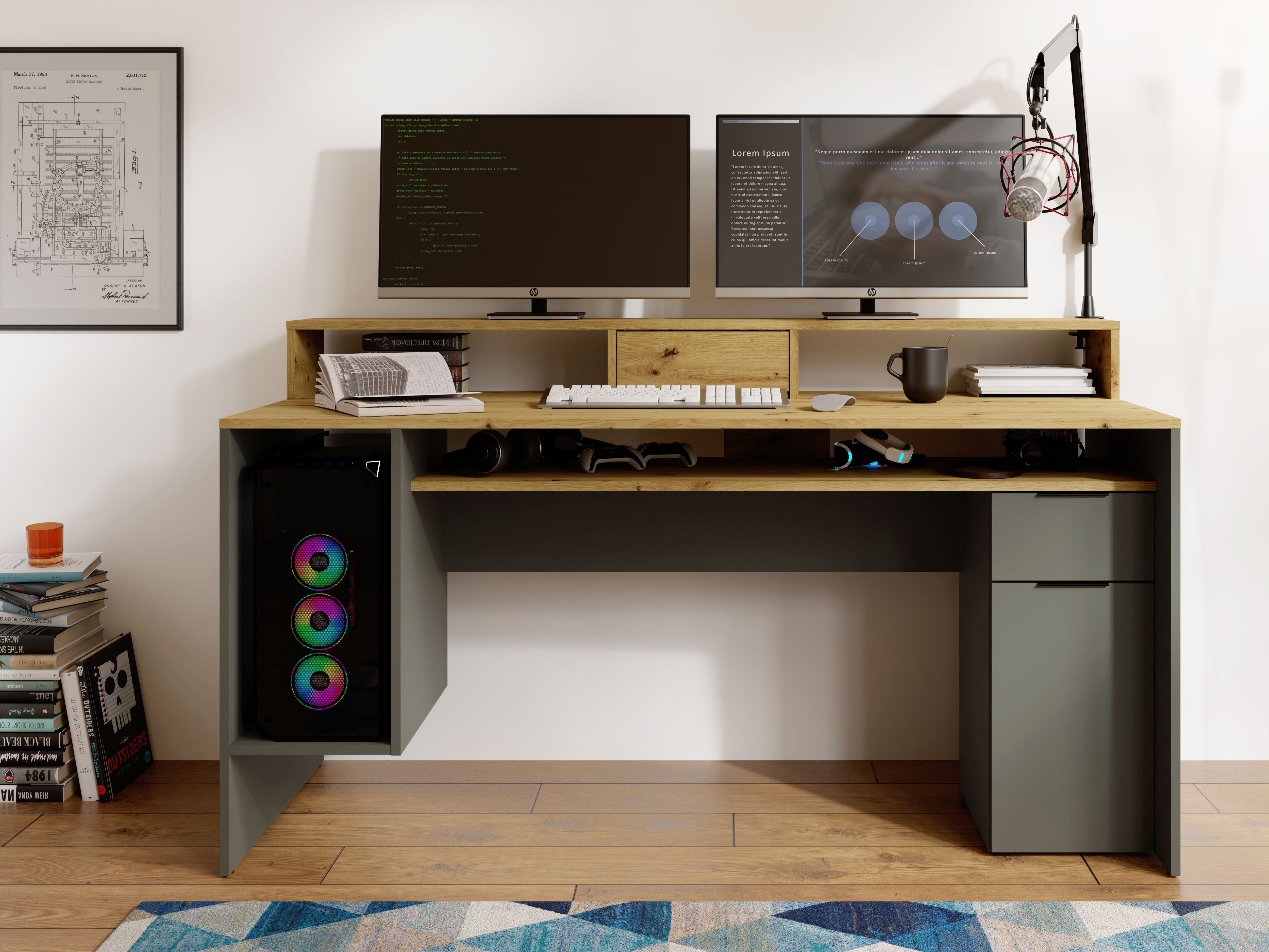 INOSIGN Bureau PEORIA Gamingtafel met lade en monitorsteun, breedte 160 x 70 cm