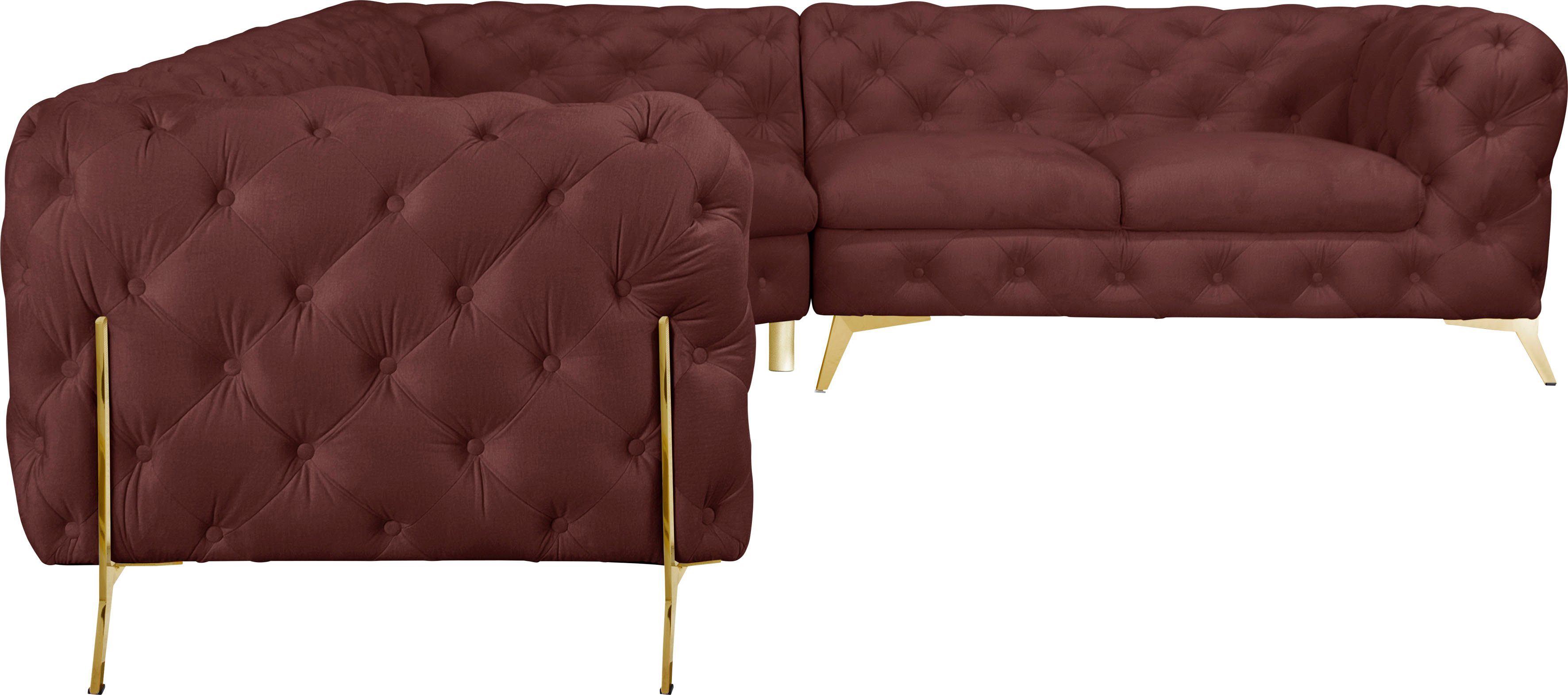 Leonique Chesterfield-bank Amaury L-vorm Chesterfield-look, bxd elk 262 cm, kleur van de poten ter keuze