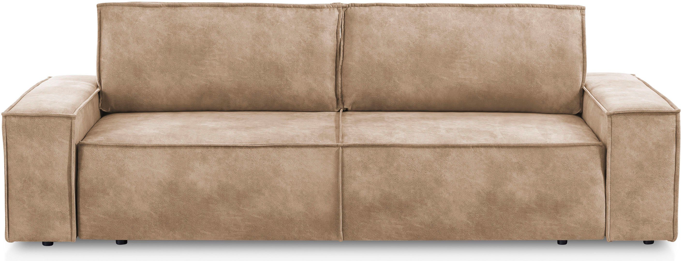 Home affaire 3-zitsbank SHERWOOD slaapbank (257 cm) ribfluweel, velours, vintage lederlook