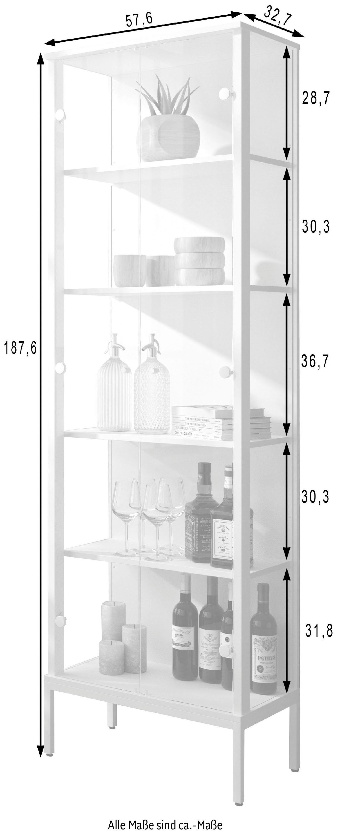 fif möbel Vitrinekast Step Standvitrine, vitrinekast, glazen vitrine, verzamelvitrine (1 stuk)