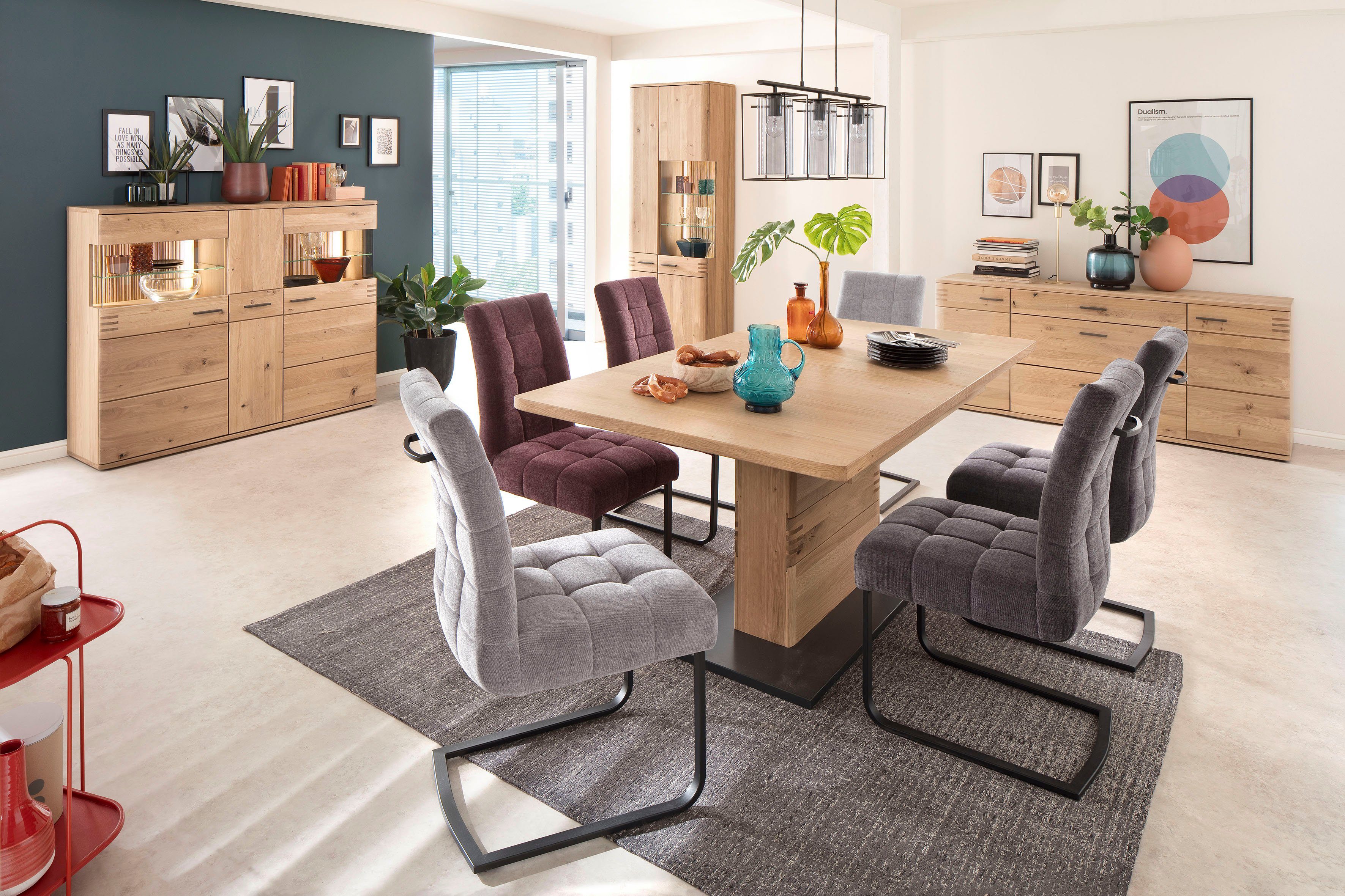 MCA furniture Vrijdragende stoel Salta (2-set), frame vlakke buis, zwart mat gelakt, aqua clean bekleding (2 stuks)