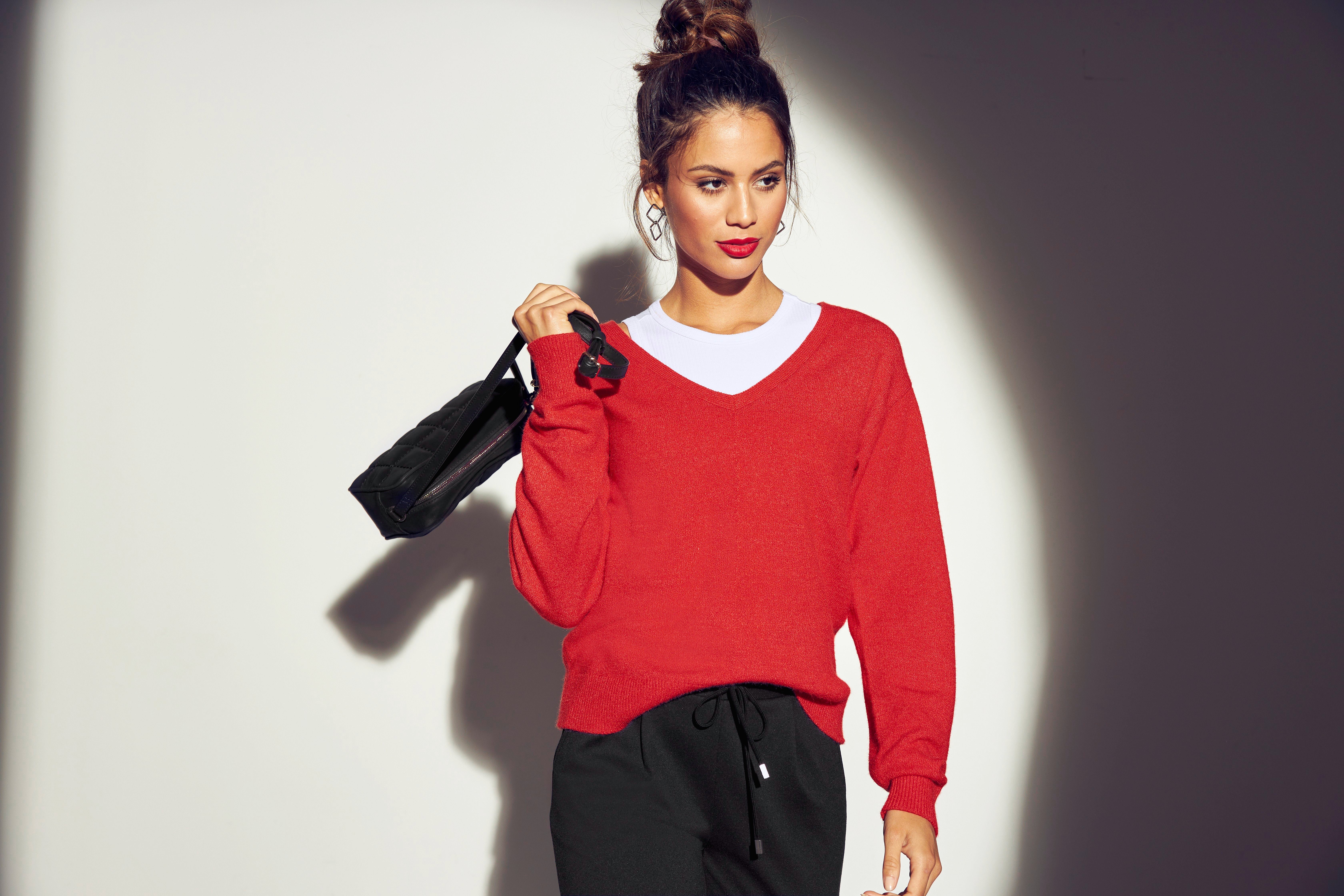 Tamaris Trui met V-hals met frontbies