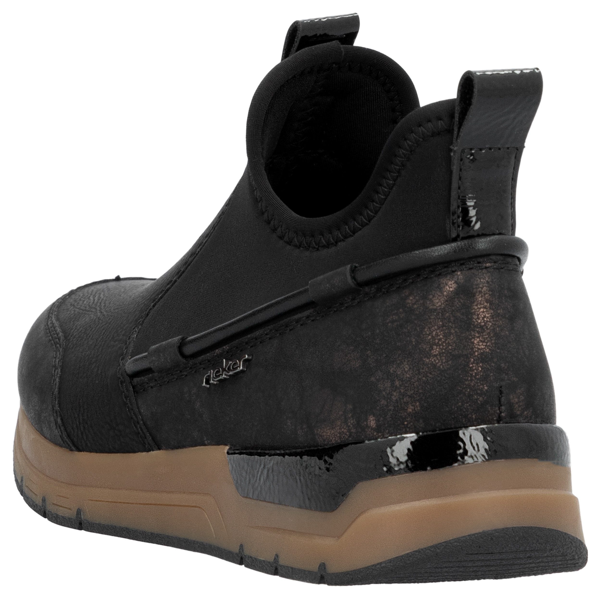 Rieker Slip-on sneakers , instappers, high top sneaker, herfstschoen met metallic glans