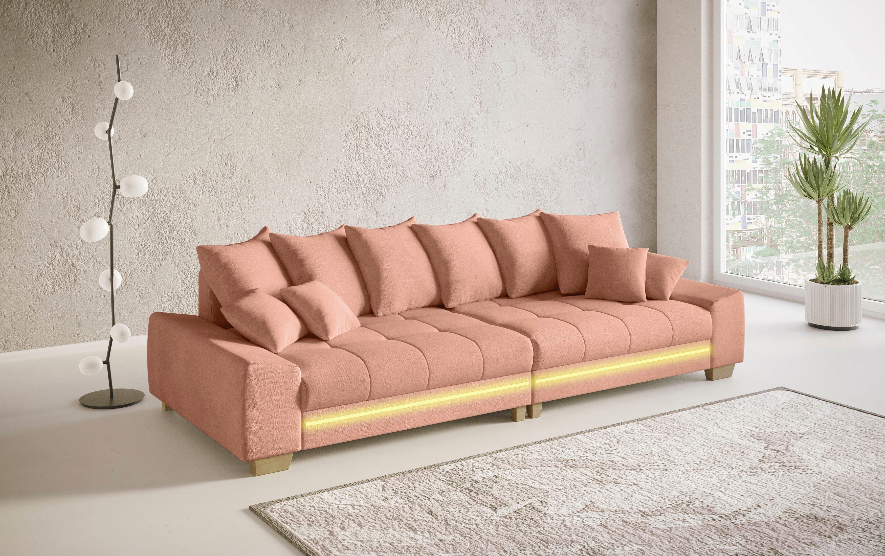 Mr. Couch Megabank Nikita II met rgb-led-verlichting, koudschuim bekleding tot 140 kg belastbaar