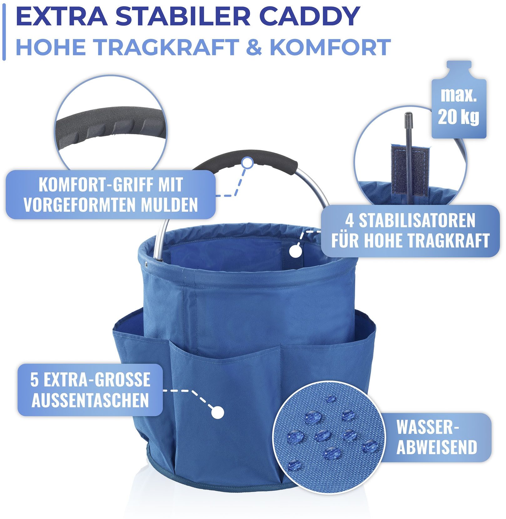 Maximex Organizer Universele reinigingscaddy model HERKULES vouwbare draagtas voor thuis en onderweg, 34 liter