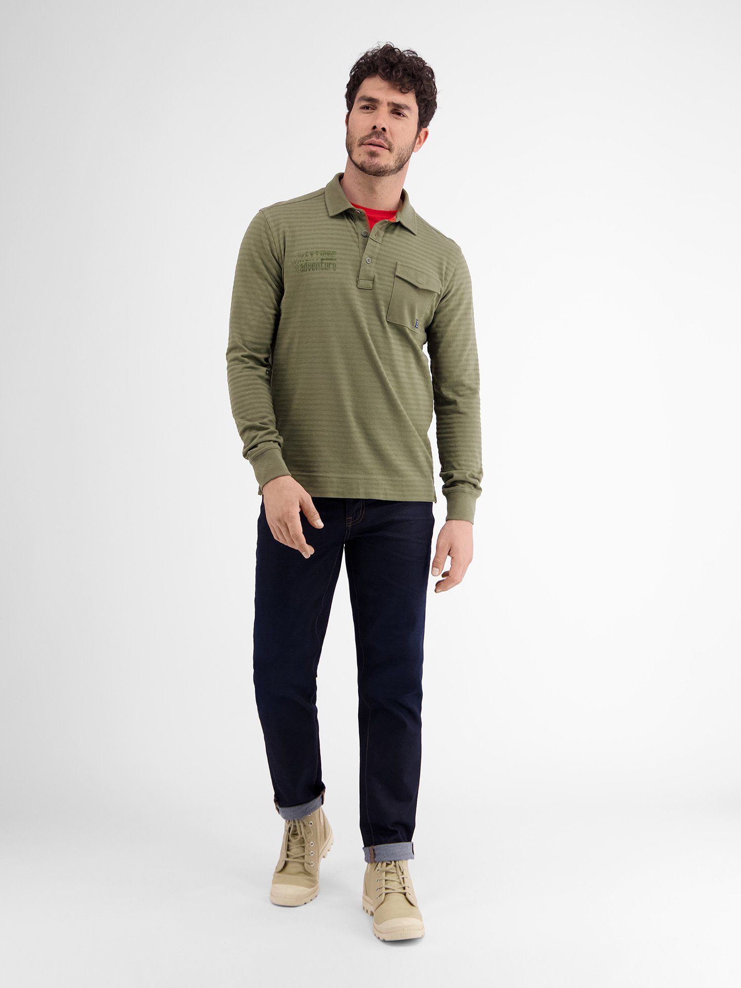 Lerros Poloshirt met lange mouwen LERROS longsleeve polo, gestreept
