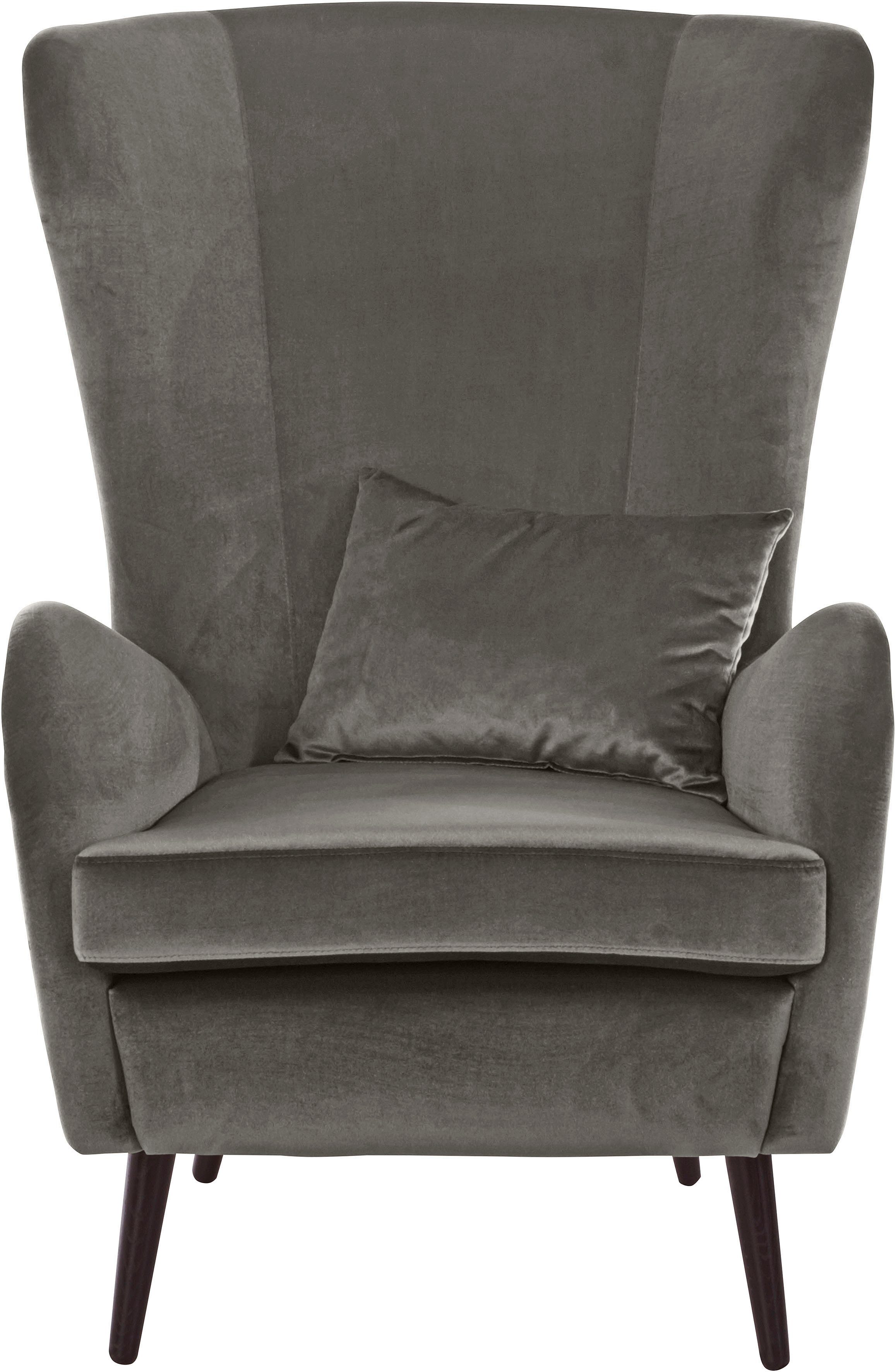 Guido Maria Kretschmer Home&Living Fauteuil Sallito, oorfauteuil, TV-stoel voor woonkamer, ook in velours cord fauteuils grijs