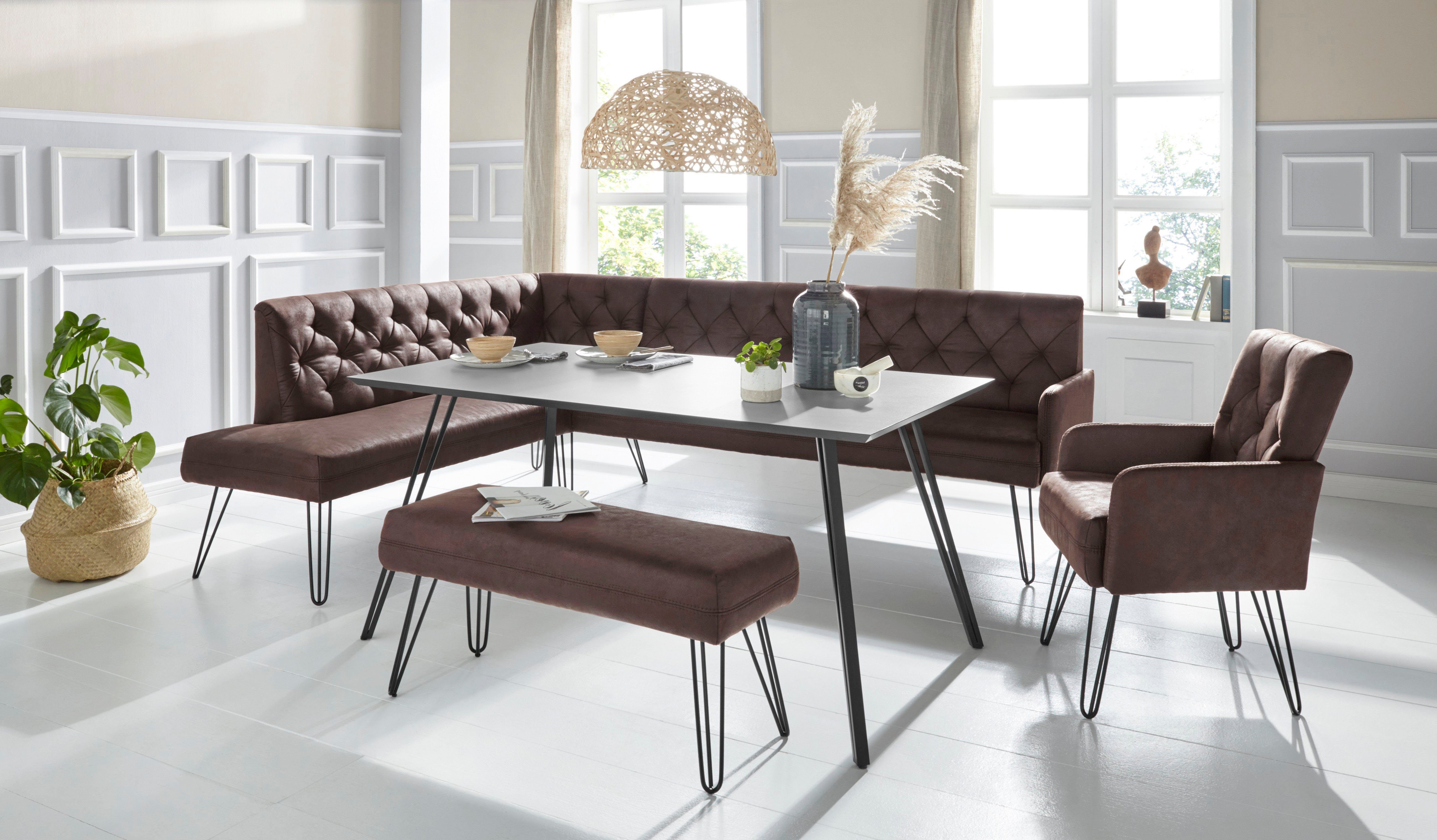 exxpo - sofa fashion Hoekbank Doppio, Chesterfield look, comfortabel en handig, hoge designvoeten