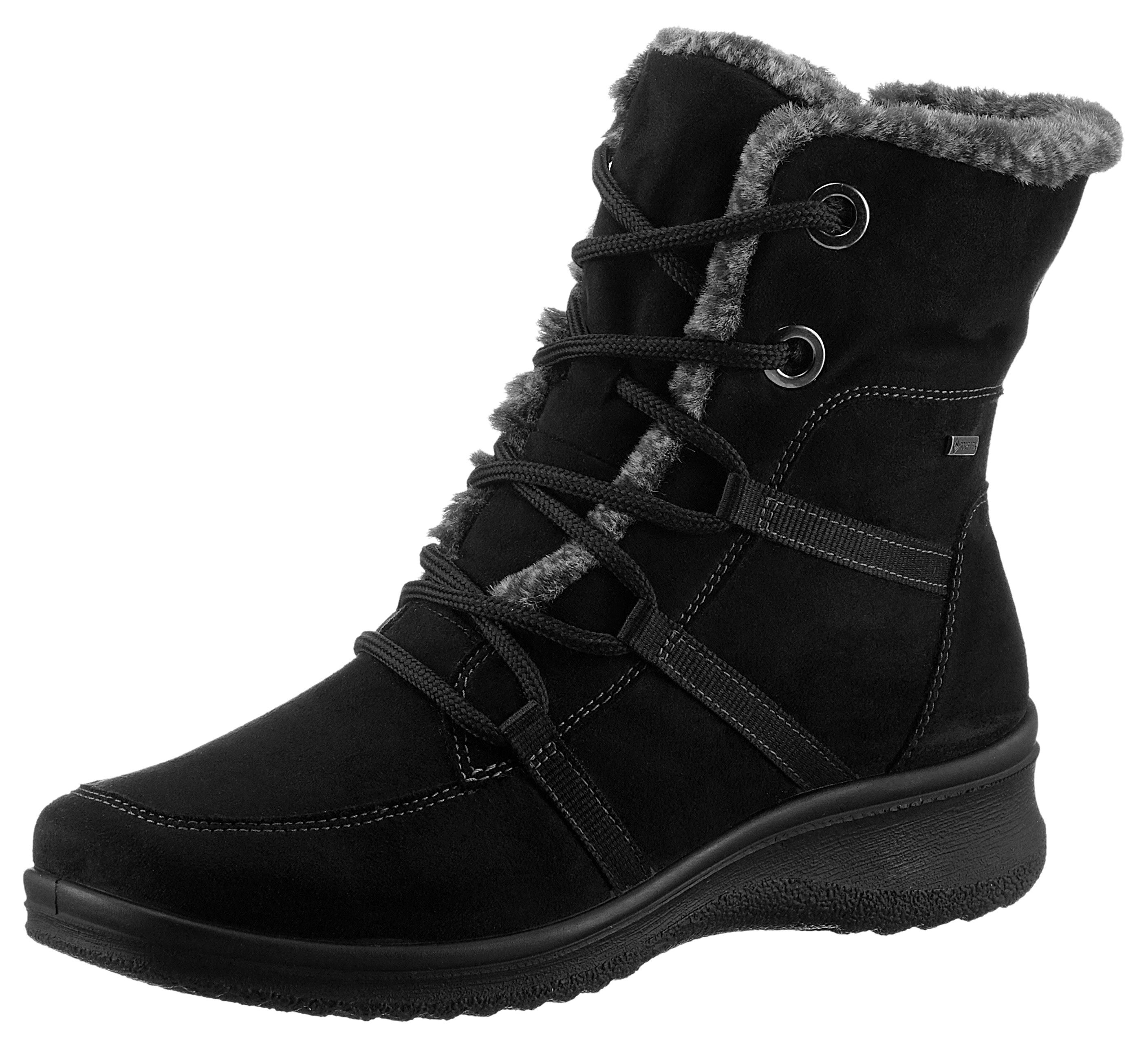 Ara Winterlaarzen München , veterschoenen, winterenkellaars in comfortbreedte h = zeer breed dames winterlaarsjes maat 36 EU zwart