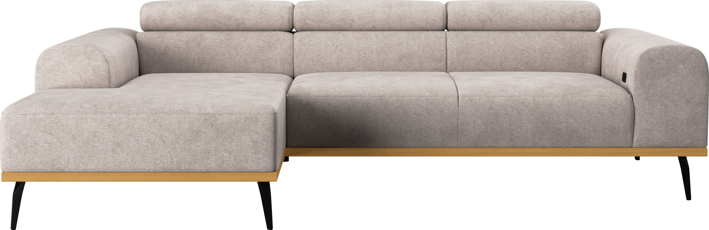 Places of Style Hoekbank Carlo L-vorm met hoofdeinde-verstelling & houten frame-look, optionele relaxfunctie