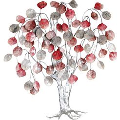 gilde sierobject voor aan de wand wandrelif love tree, roodtinten-zilver wanddecoratie, hoogte 80 cm, van metaal, boom model, decoratief in eetkamer  woonkamer (1 stuk) rood