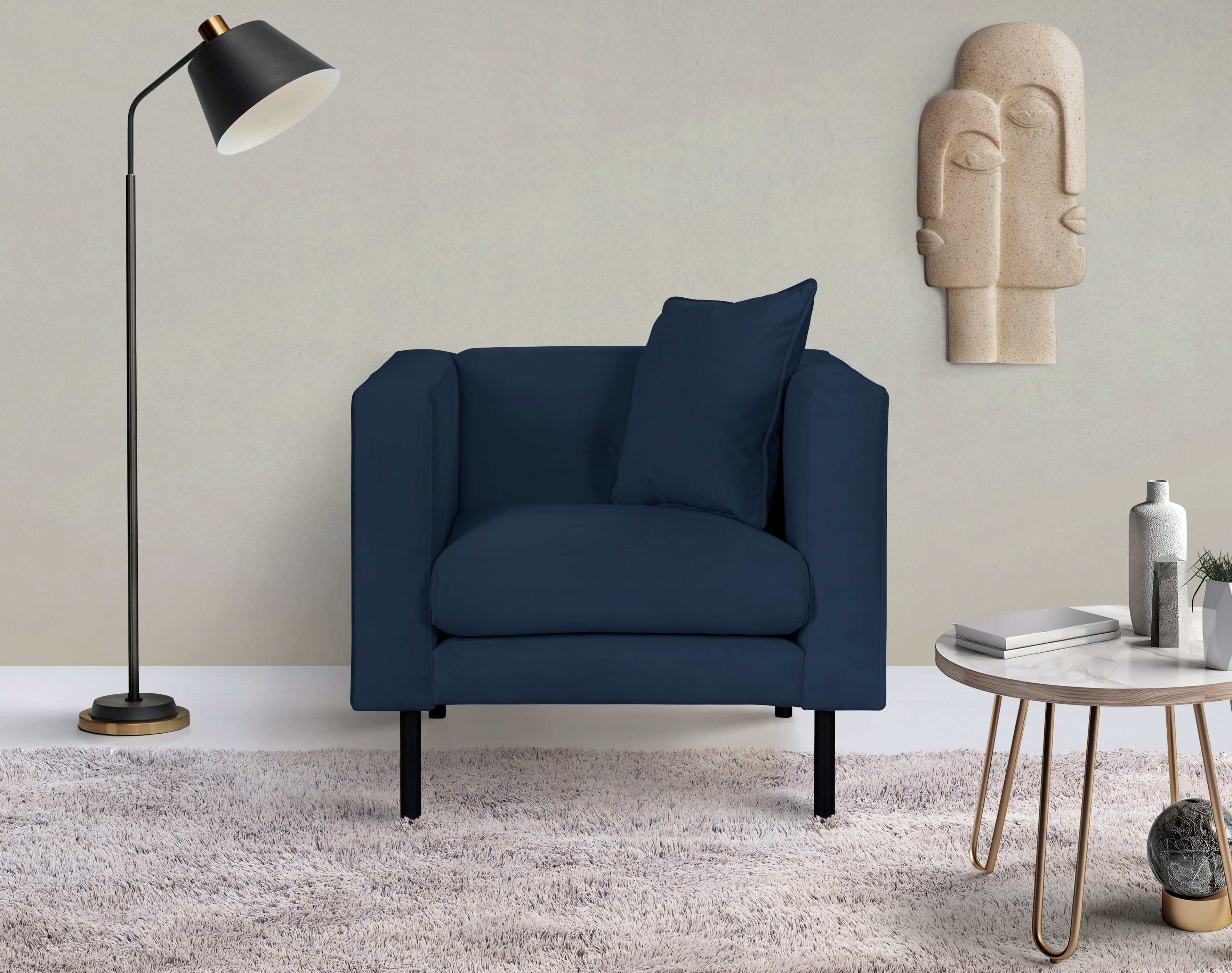 Guido Maria Kretschmer Home&Living Fauteuil Lillibeth cocktailsstoel, loungesstoel, afmetingen B/D/H: 90/74/83 cm Sierkussen als tweezijdig te