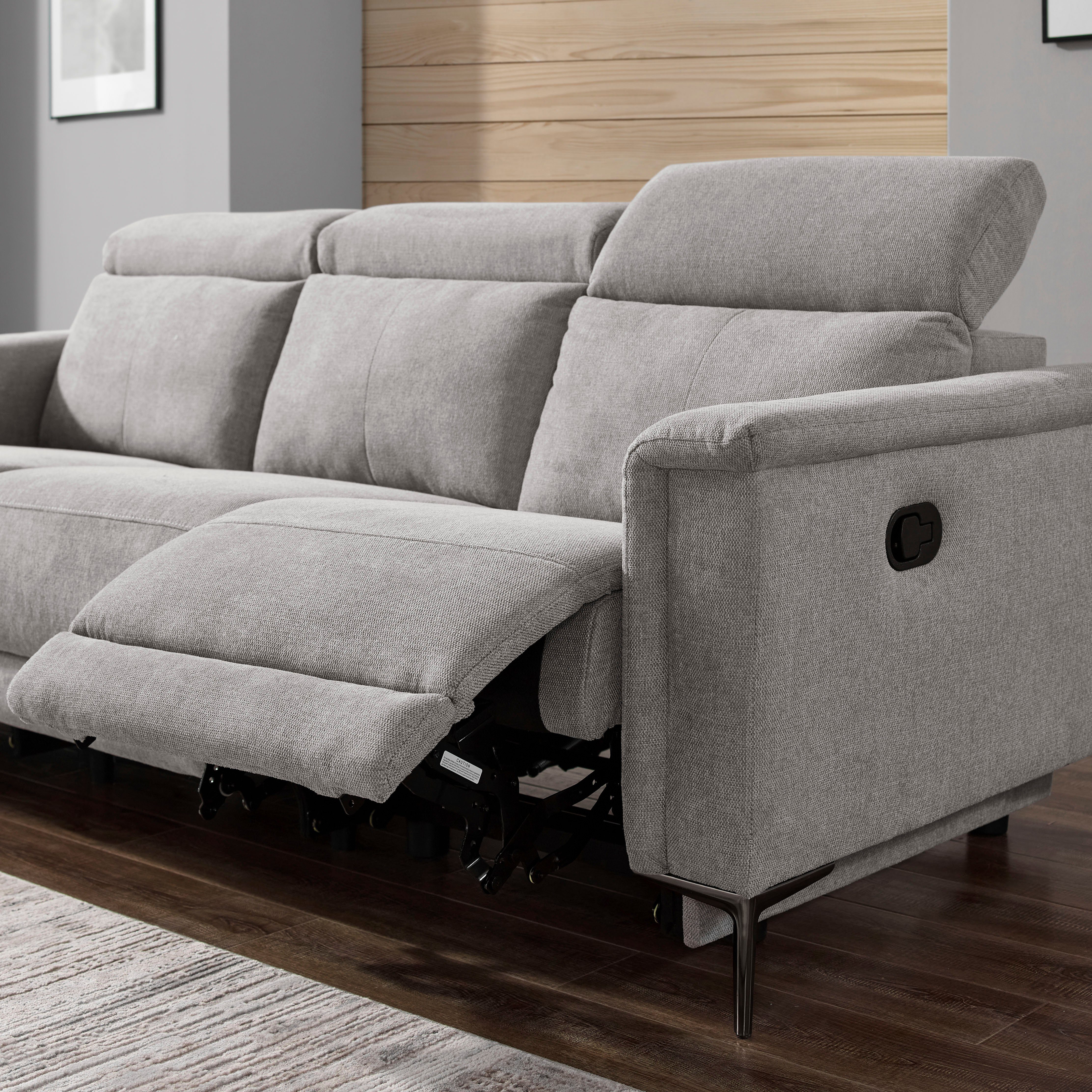 Places of Style 3-zitsbank Lund, met handmatige en elektrische relaxfunctie in 2 zittingen (links en rechts), usb-a, echt leer, kunstleer, geweven stof,