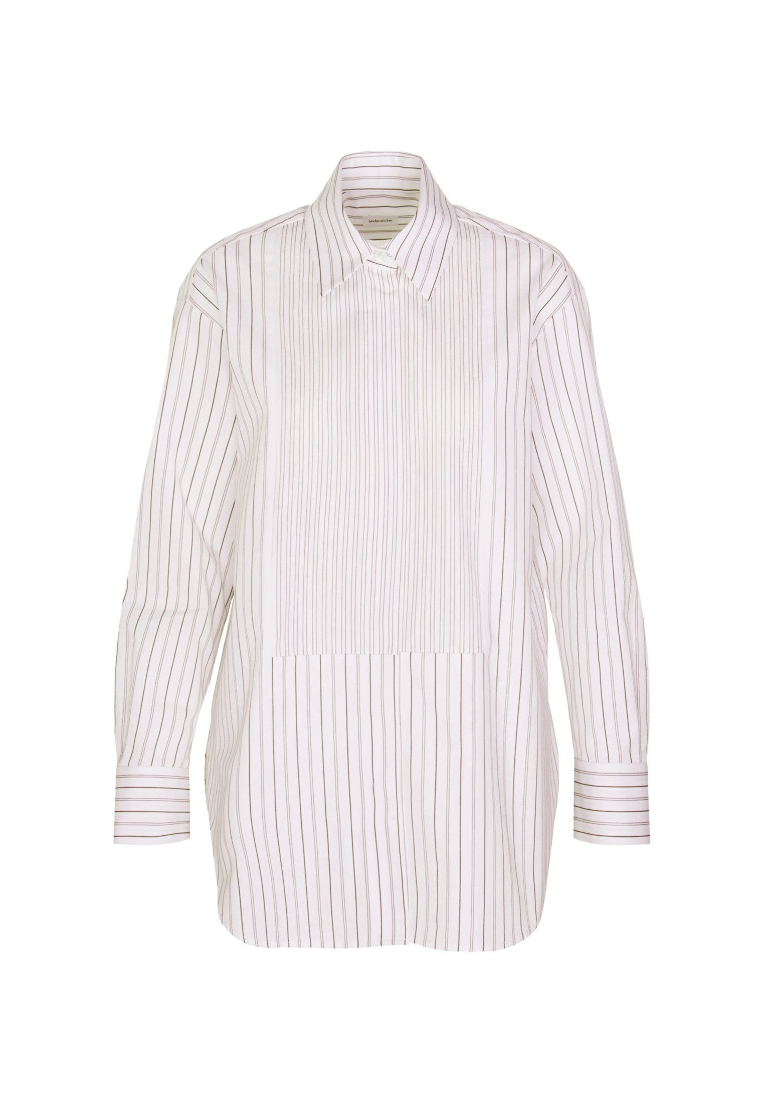 seidensticker Lange blouse Zwarte roos Lange mouwen kraag strepen