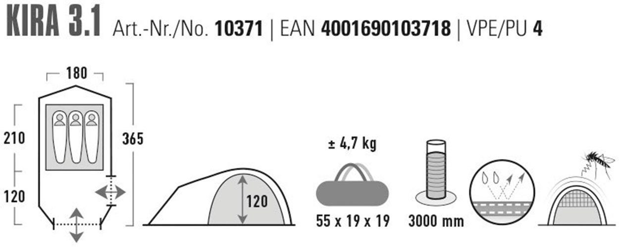 High Peak Koepeltent Tent Kira 3.1