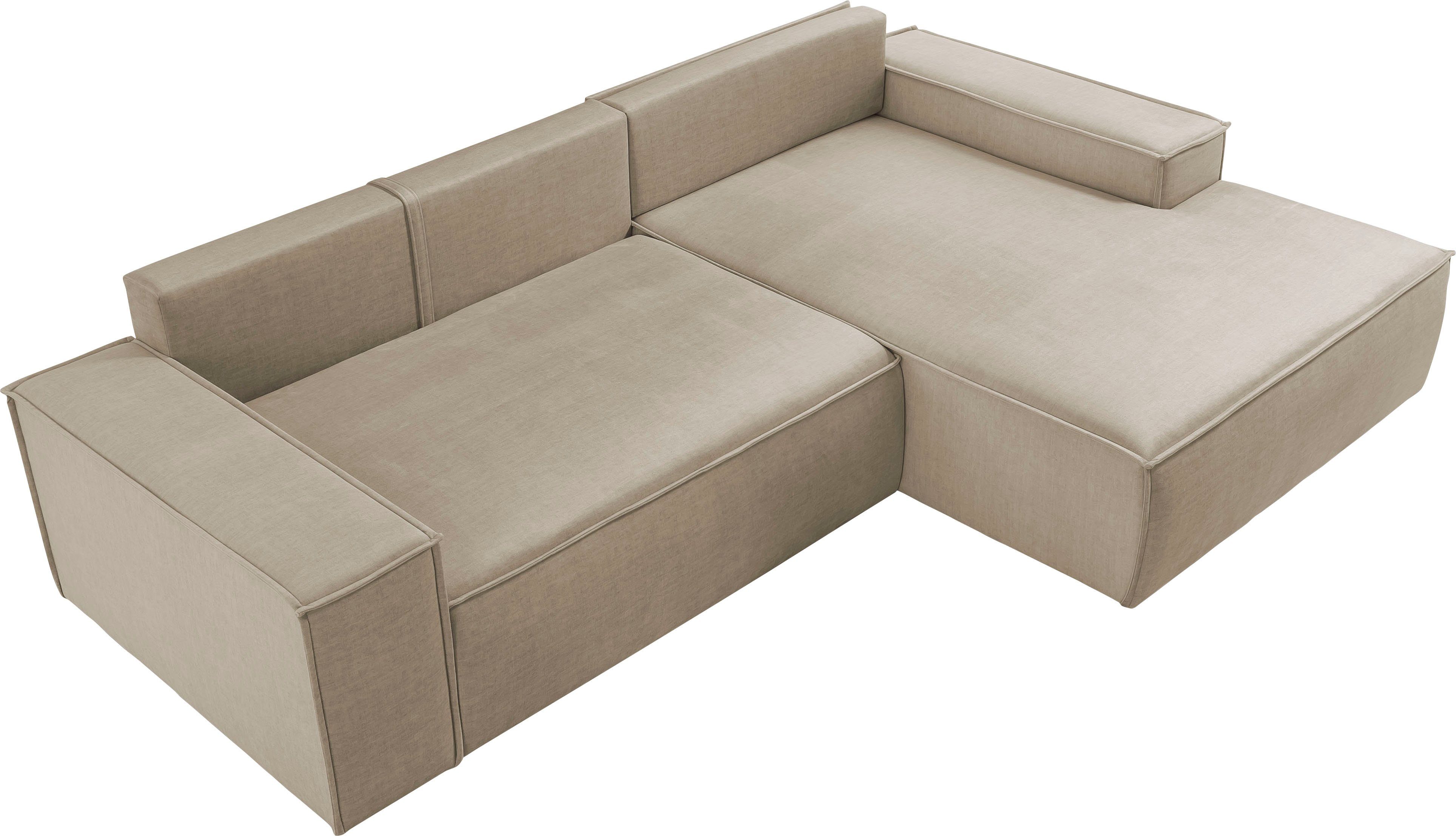 Home affaire Hoekbank SHERWOOD bedbank 267 cm, L-model, Slaapfunctie met bedlade (210x136 cm), cord, vintage, fluweel