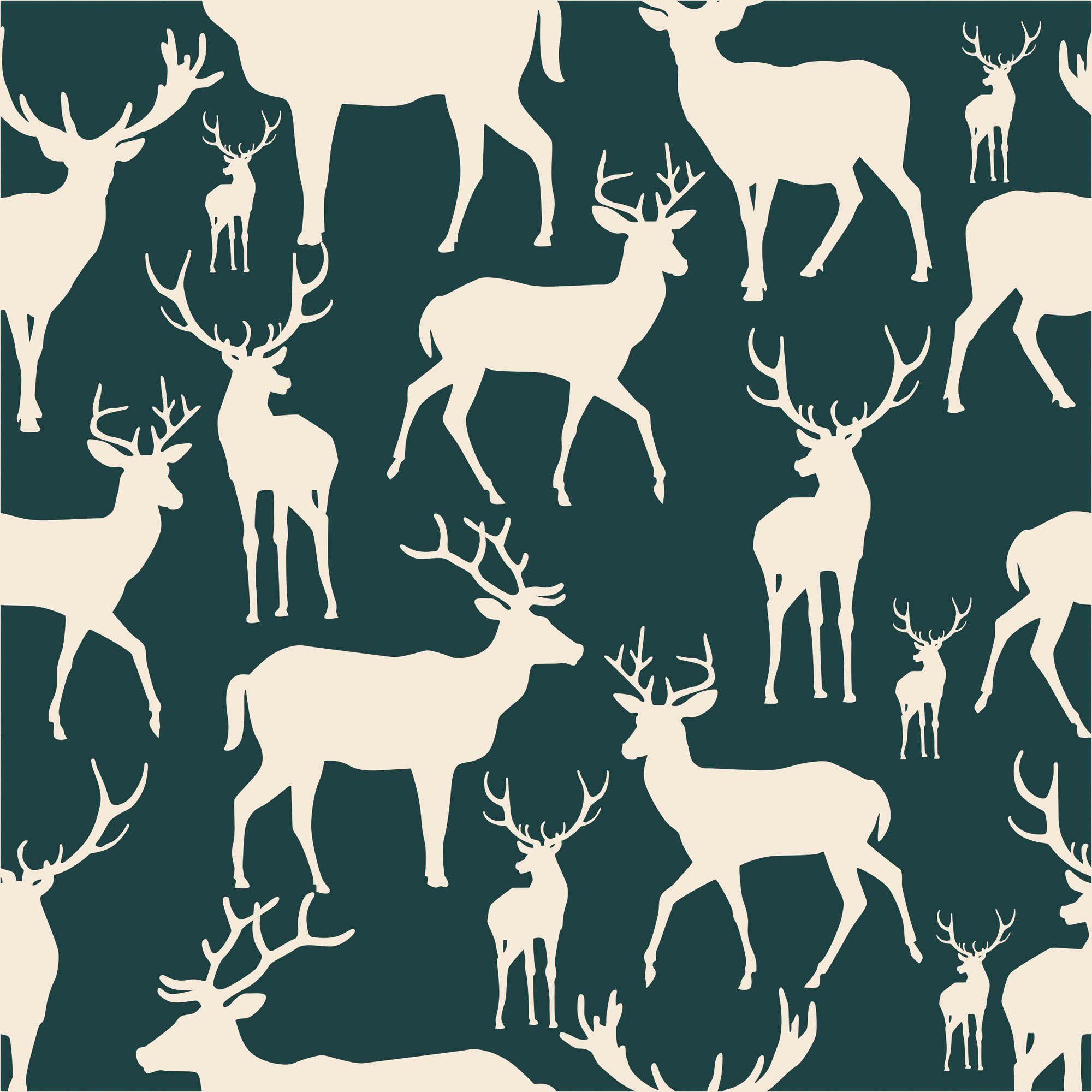 queence Sierkussen Ross Kussenhoes, herten, groen, beige, natuur, bos, dieren, minimalistisch (1 stuk)