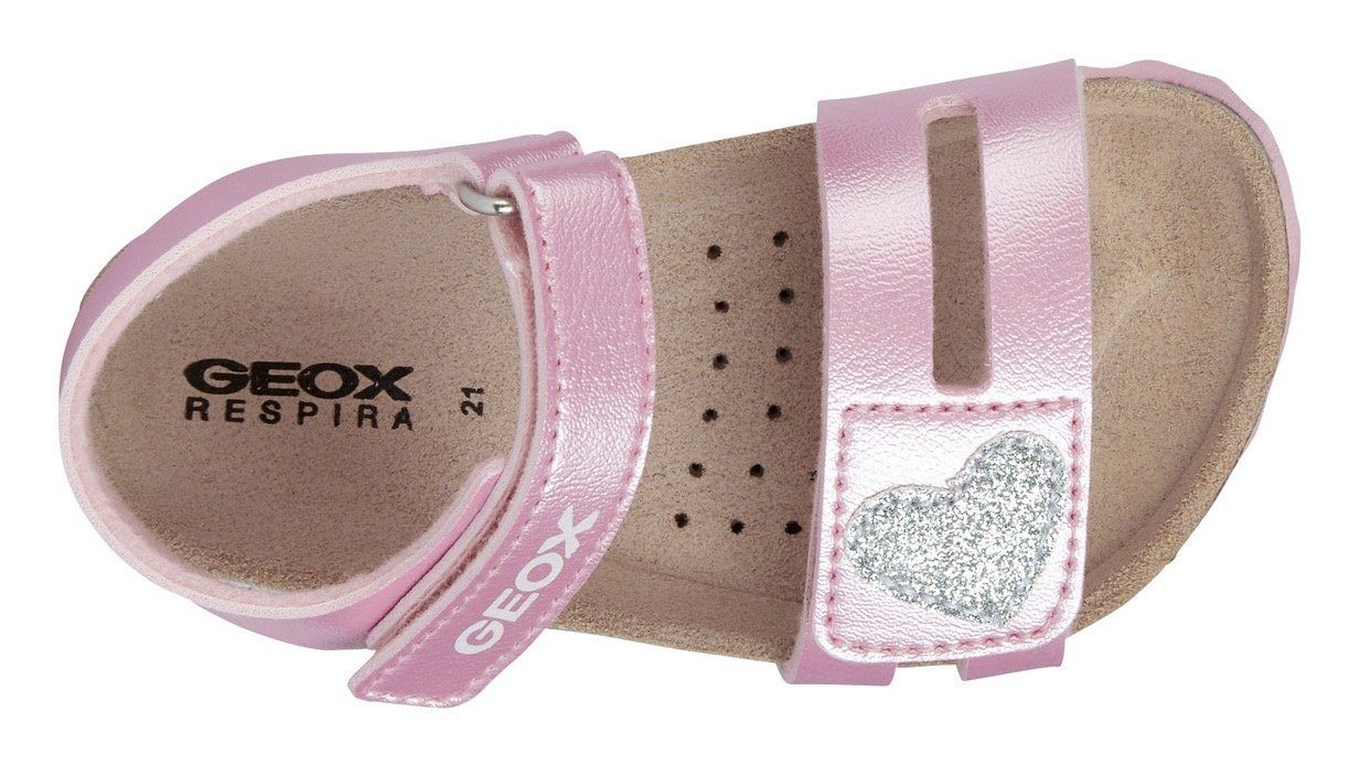 Geox Sandalen B SANDAL CHALKI GIRL , zomerschoen, klittenbandschoen, sandaal, met glitterend hartje