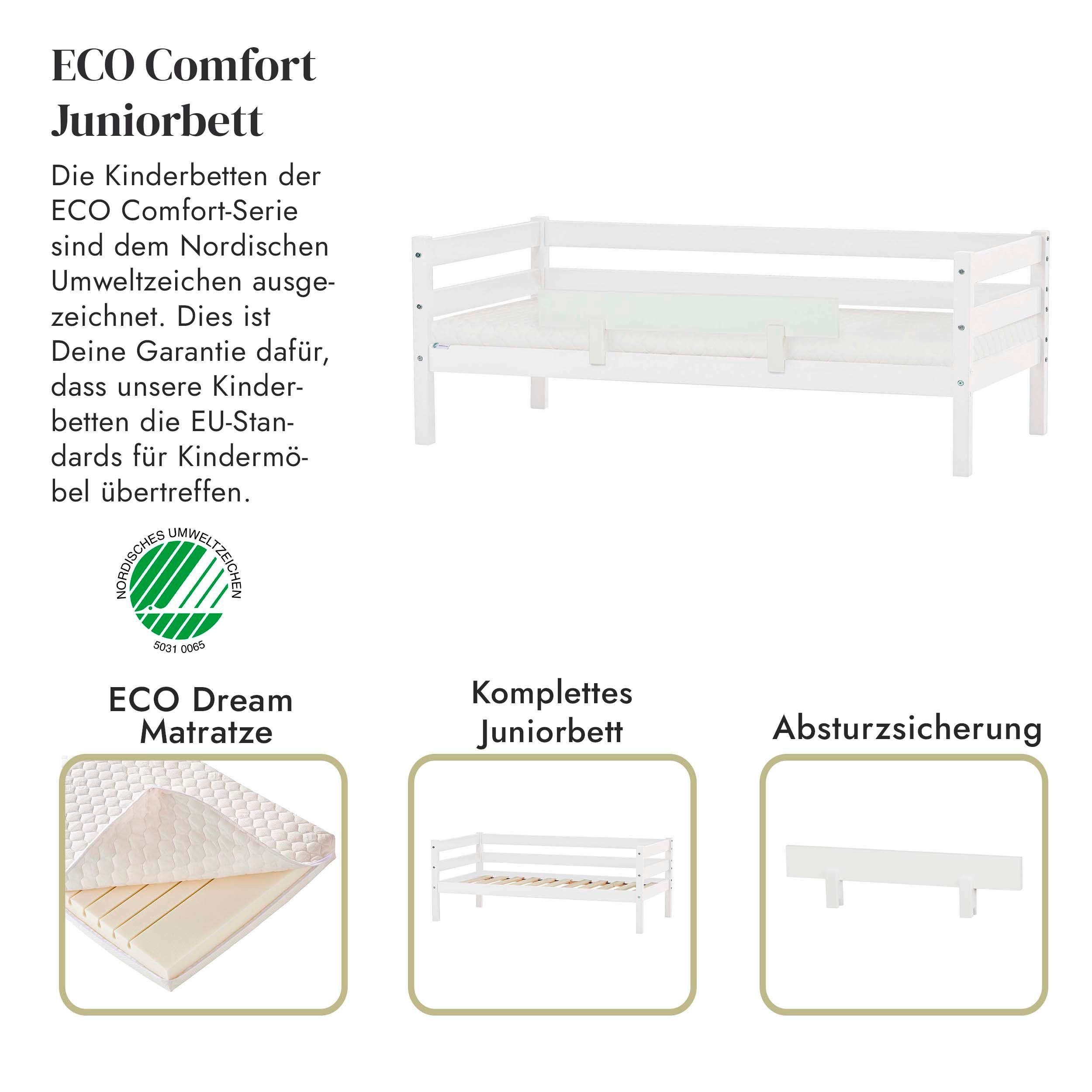 Hoppekids 1-persoonsledikant ECO Comfort kinderbed, massief grenenhout, tienerbed inclusief lattenbodem (set)