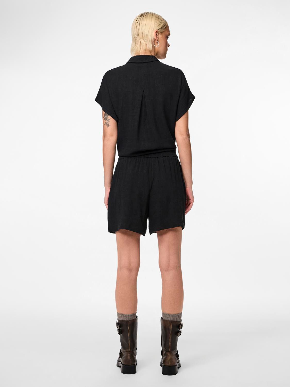 pieces Blouse met korte mouwen PCVINSTY SS LINEN TIE SHIRT NOOS