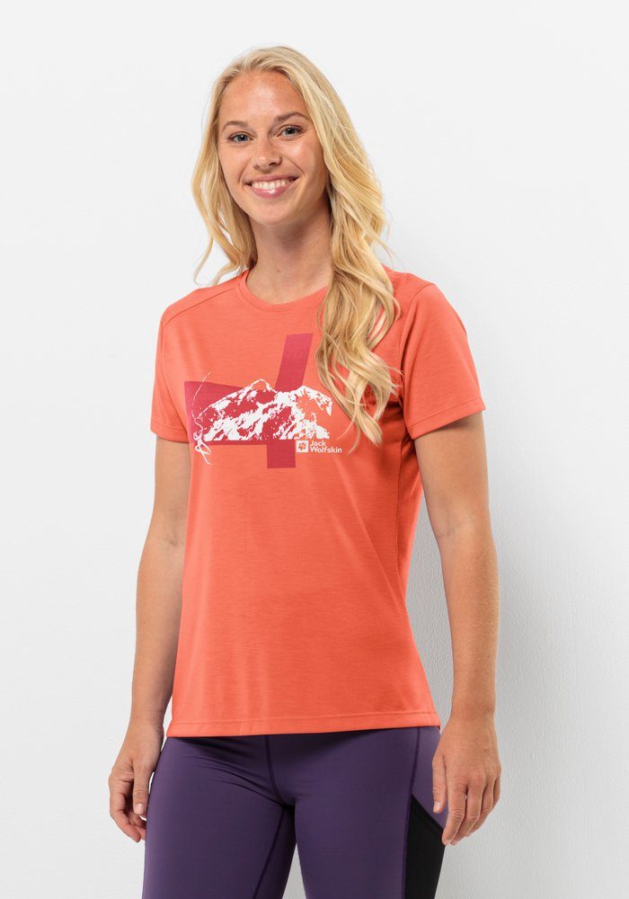 Jack Wolfskin Vonnan S S Graphic T-Shirt Women Functioneel shirt Dames XXL rood digital orange