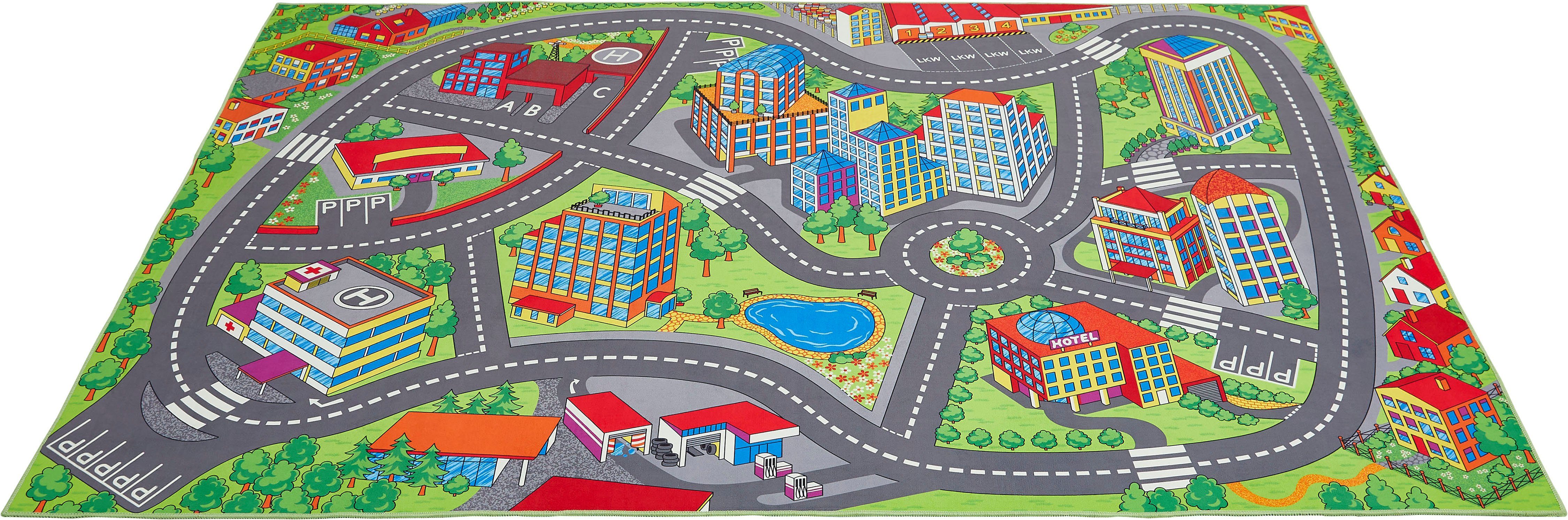 Andiamo Kindervloerkleed Street Straat speel tapijt, zachte speelmat, antislip